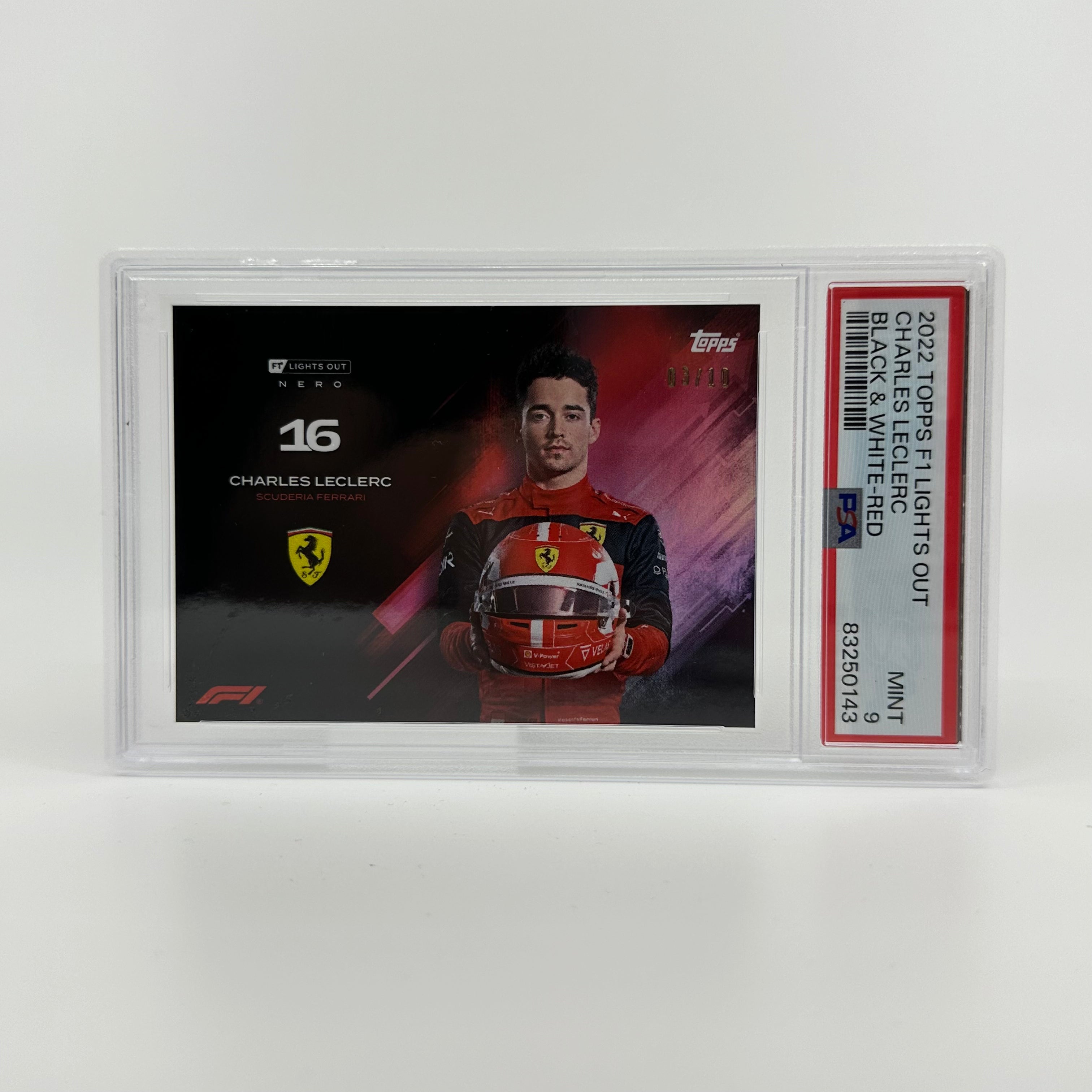 PSA 9 Graded 2003 Charles Leclerc Black & White Red Racing Card - Perfect for F1 Collectors & Memorabilia Displays