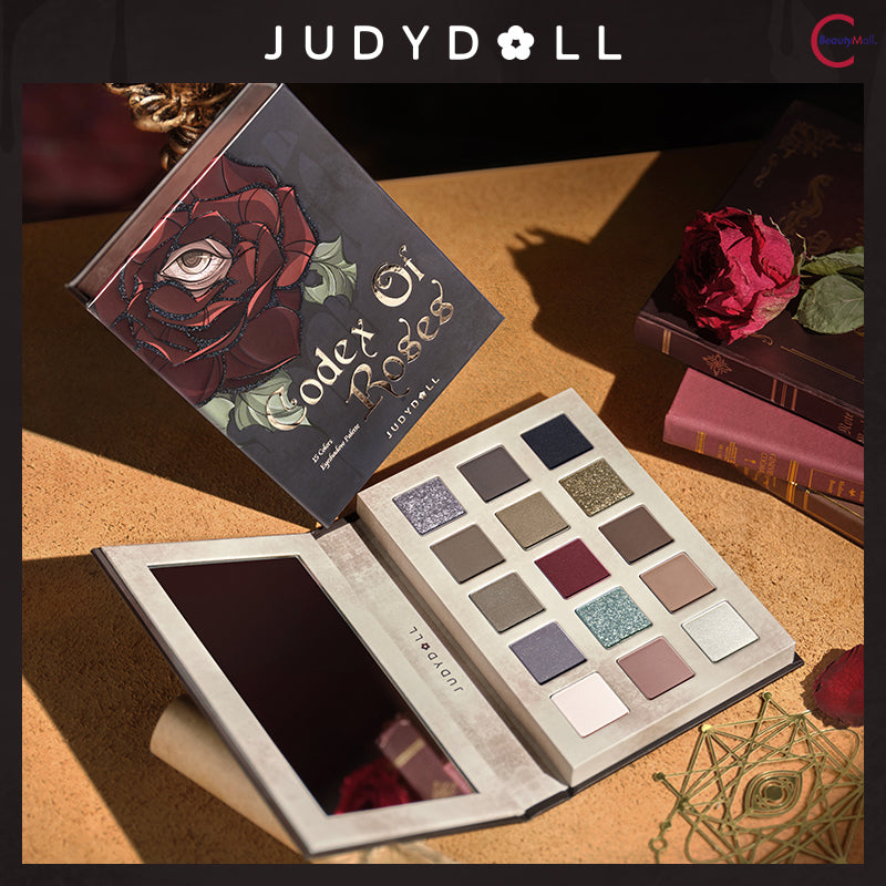 Judydoll Halloween Limited Edition 15-Color Eyeshadow Palette - Rose Gold & Burgundy Shades | Perfect for Party Makeup, Cosplay & Night Out Looks