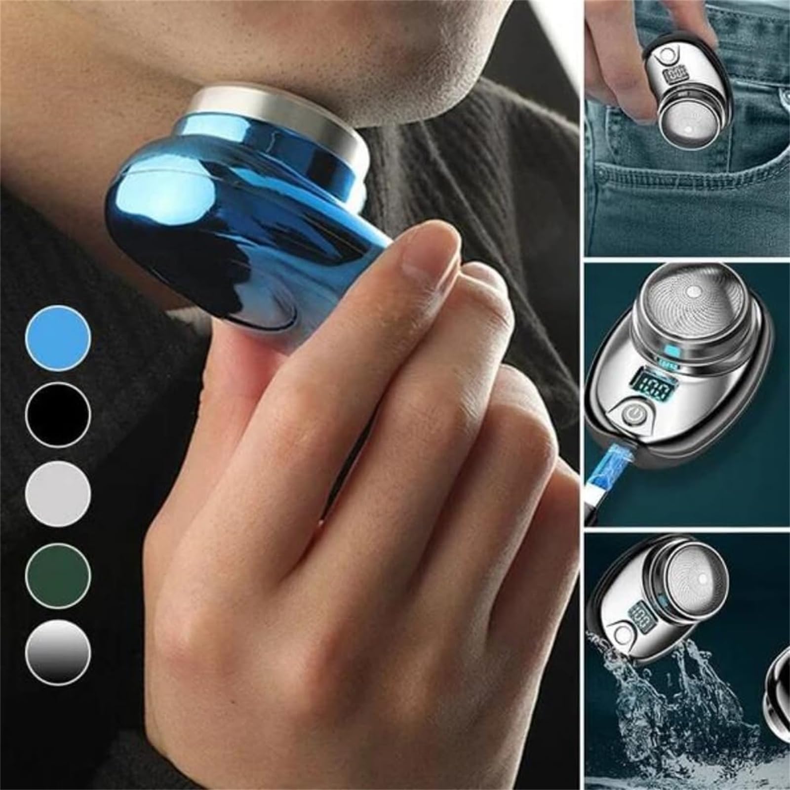 Pyrinov Electric Razor - Mini Portable Shaver with Magnetic Dual Blades, Waterproof & Travel-Friendly for Men - Perfect for Home, Office & On-the-Go Grooming