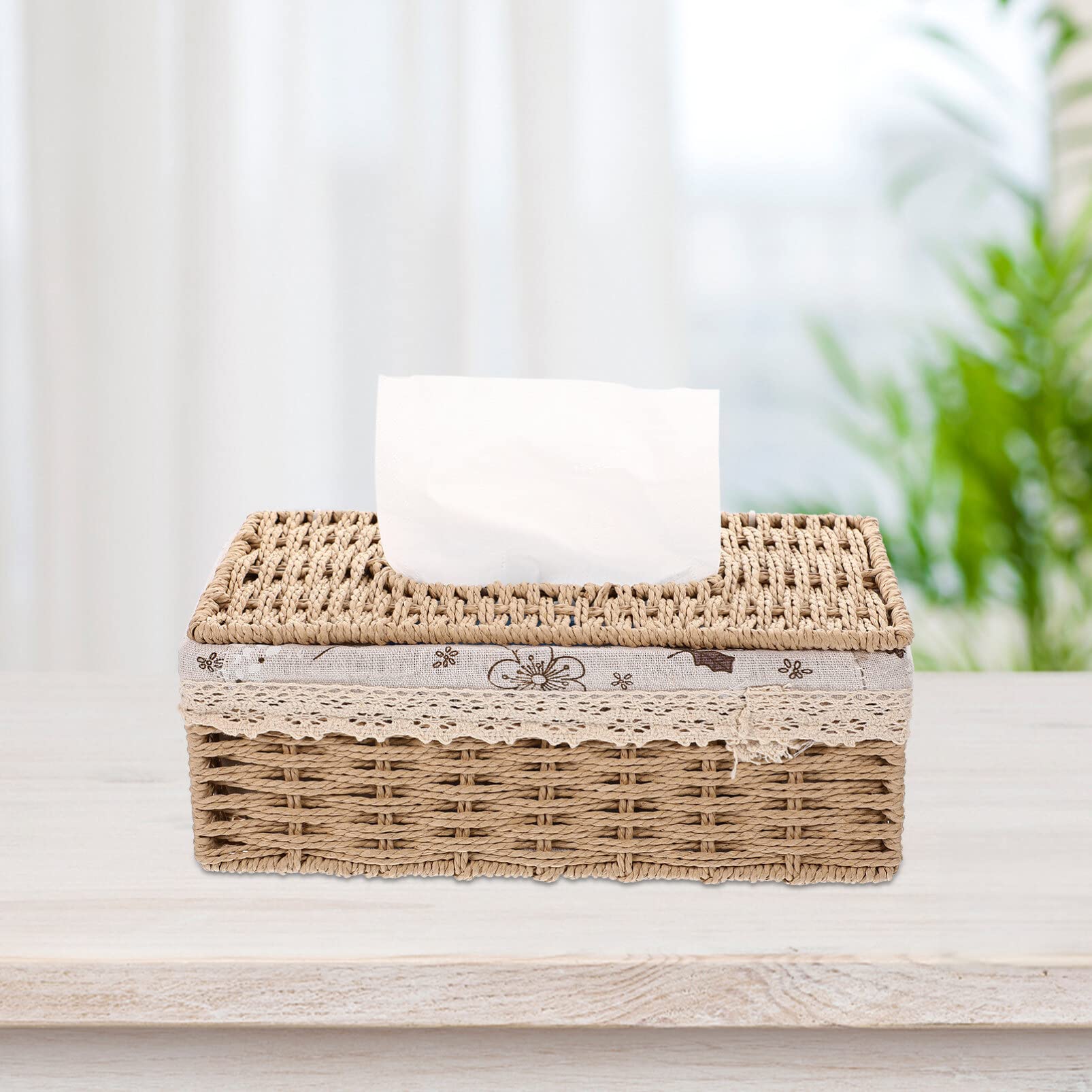 BESPORTBLE Rattan Storage Box - Eco-Friendly Paper Office Organizer for Files, Documents, and Stationery | Perfect for Home Office, Desk Organization, and Gift Packaging