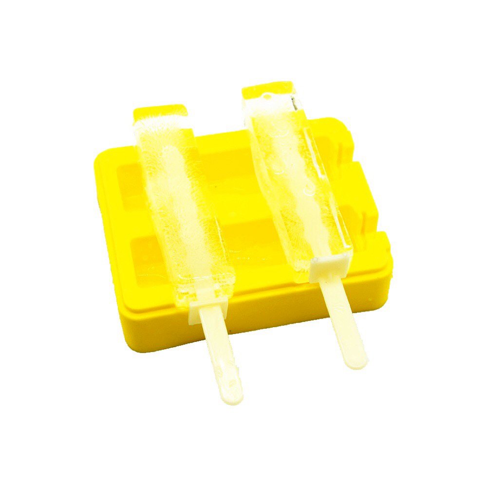 BPA-Free Silicone Popsicle Molds with Lid - Set of 2 Different Shapes (Yellow & Green) for Homemade Ice Pops, Kids Snacks & Summer Treats
