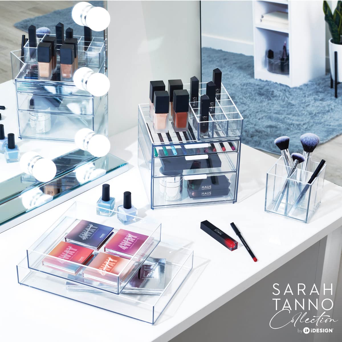 Sarah Tanno Clear Plastic Cosmetic Organizer 8x12x2