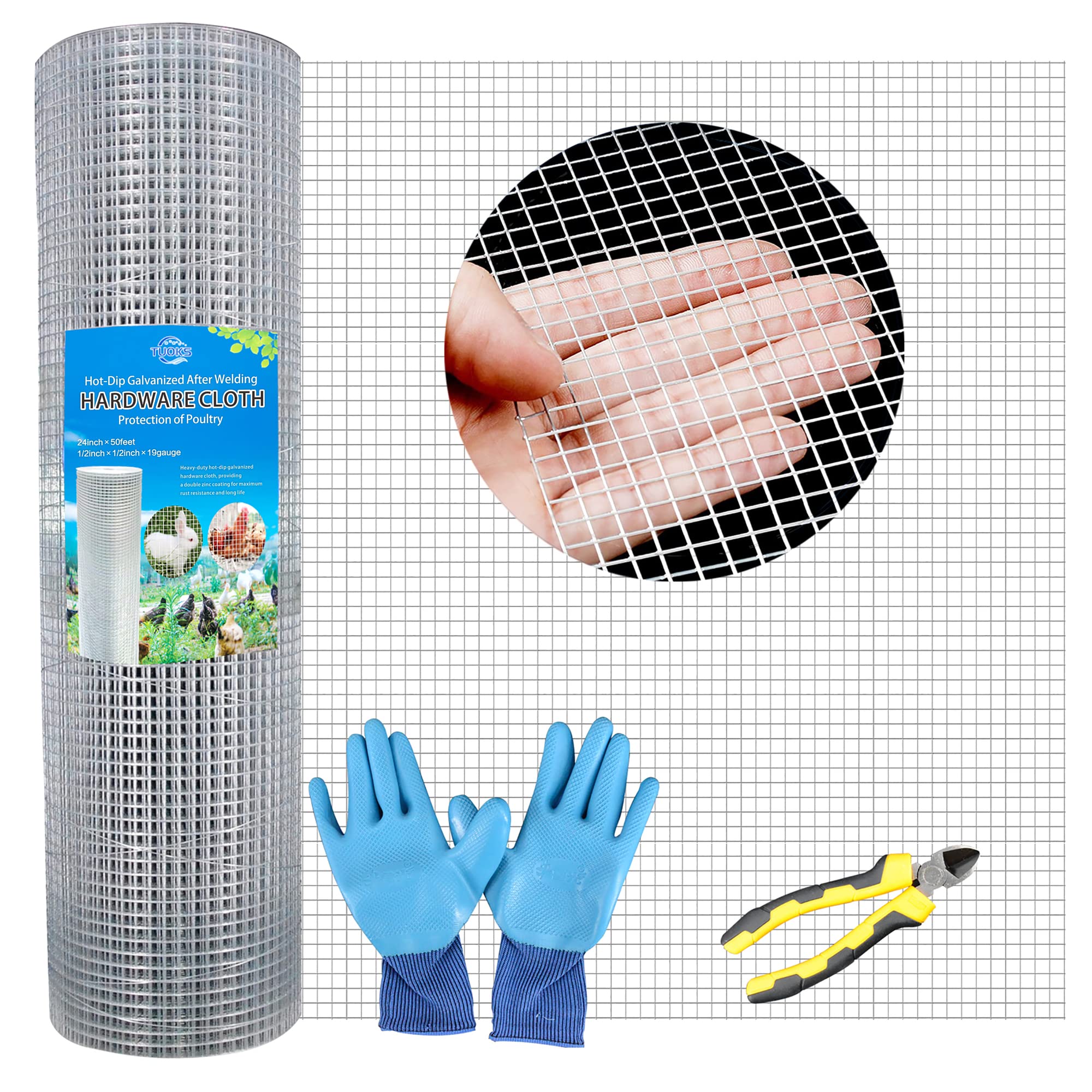 1/2 Inch Square Openings 19 Gauge Hot-Dip Galvanized Welded Wire Mesh - 24