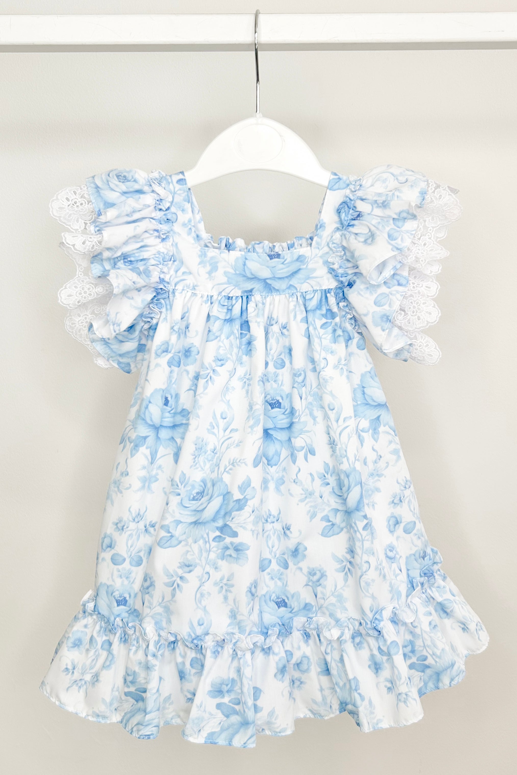 Serenity Blue Floral Lace Bow Dress - Elegant Summer Party Dress for Women, Wedding Guest Dress, Garden Tea Party Outfit