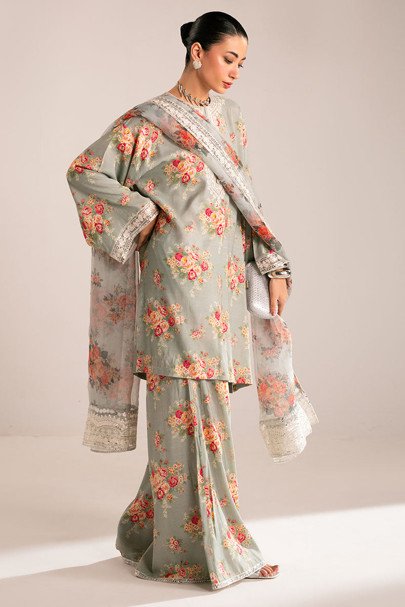 Grey Mist 3-Piece Ethnic Outfit Set (Shirt, Trouser & Dupatta) for Women - Perfect for Festivals, Weddings & Cultural Events