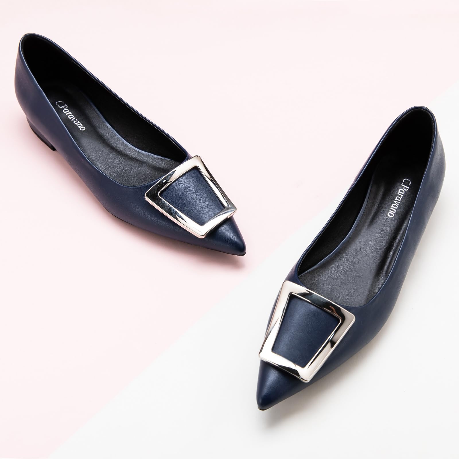 Stylish C.Paravano Women's Pointed Toe Ballet Flats - Patent Leather Dressy Slip-On Shoes for Work, Office & Special Occasions | Comfortable & Elegant Women's Flats