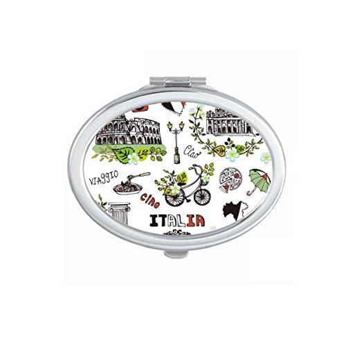 DIYthinker Spring Colosseum Roma Italy Graffiti Mirror - Portable Foldable Double-Sided Makeup Mirror with Travel Case - Perfect for Travel, Home, and Professional Makeup Artists
