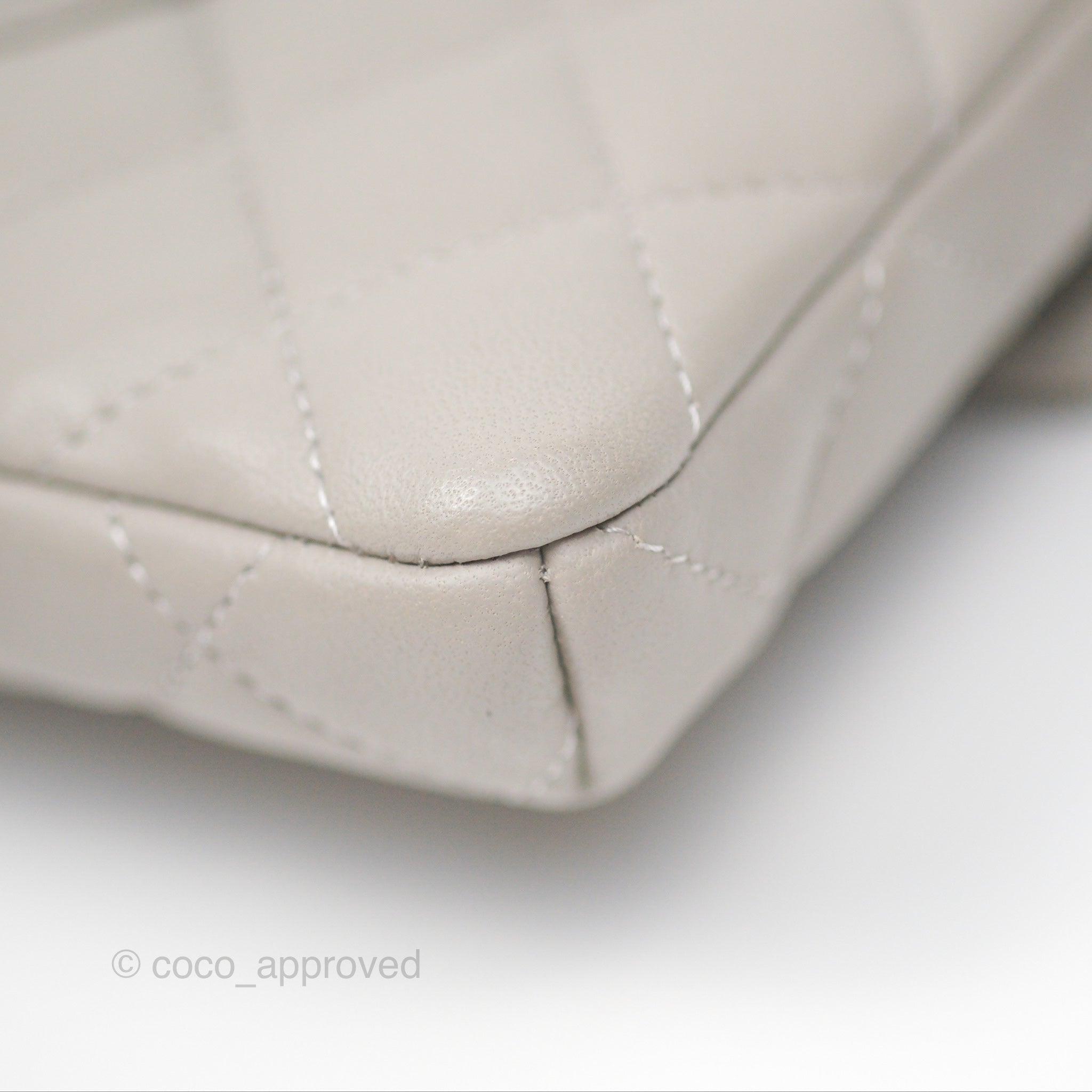 Chanel Classic Flap Clutch Quilted Light Grey Lambskin Silver Hardware - Luxury Designer Handbag for Women, Perfect for Evening Events & Special Occasions