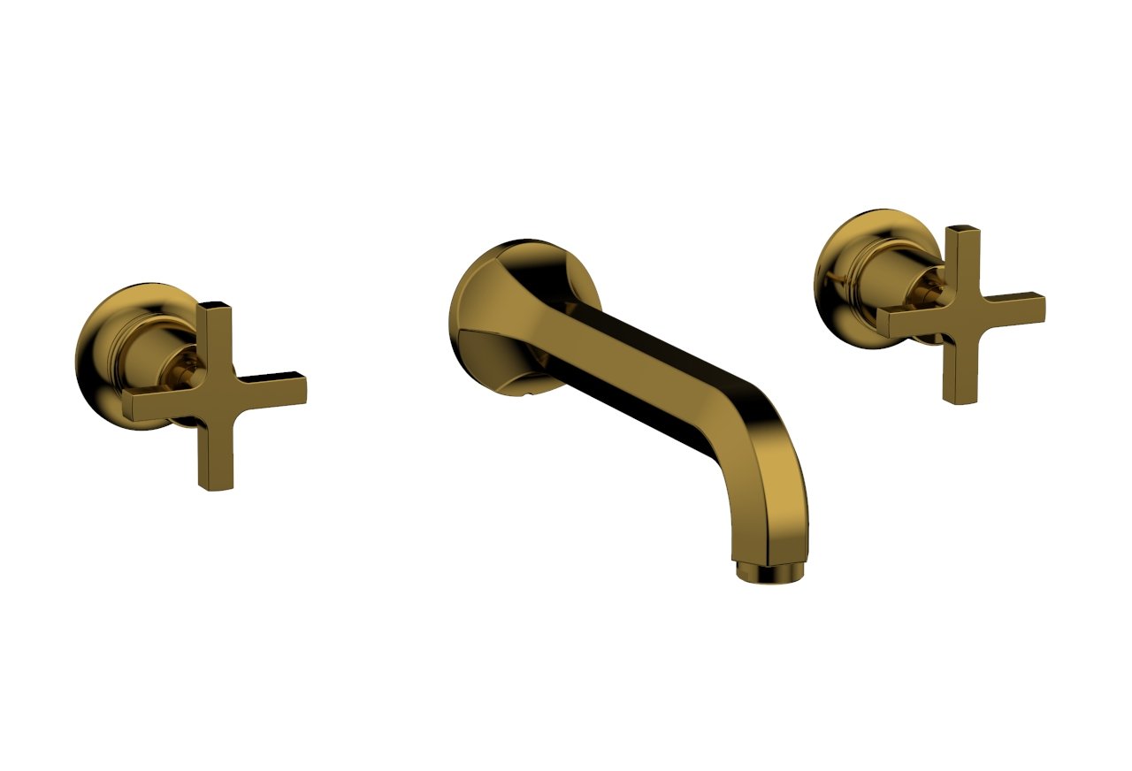 HEX MODERN Wall Tub Faucet Set with Cross Handles - Model 501 56 - Perfect for Bathroom Renovation and Modern Home Decor