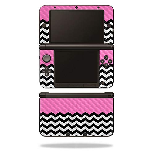 MightySkins Carbon Fiber Skin for Nintendo 3DS XL Original (2012-2014) - Pink Chevron Design | Protective & Durable Textured Vinyl Wrap | Easy to Apply, Remove & Reusable | Made in USA | Perfect for Gaming Protection & Customization