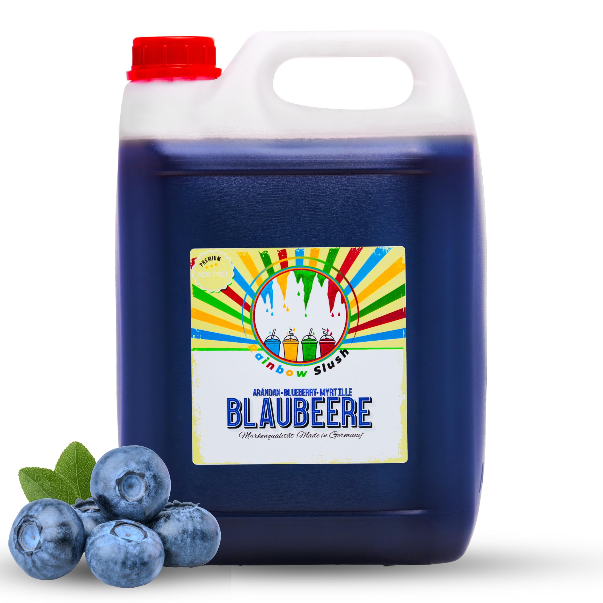 Blueberry Flavor Rainbow Slush Syrup Concentrate - AZO & Glycerin Free - 1:5 Mix Ratio for Slushy Makers, Ice Machines & Beverages - Perfect for Parties, Summer Treats & Refreshments