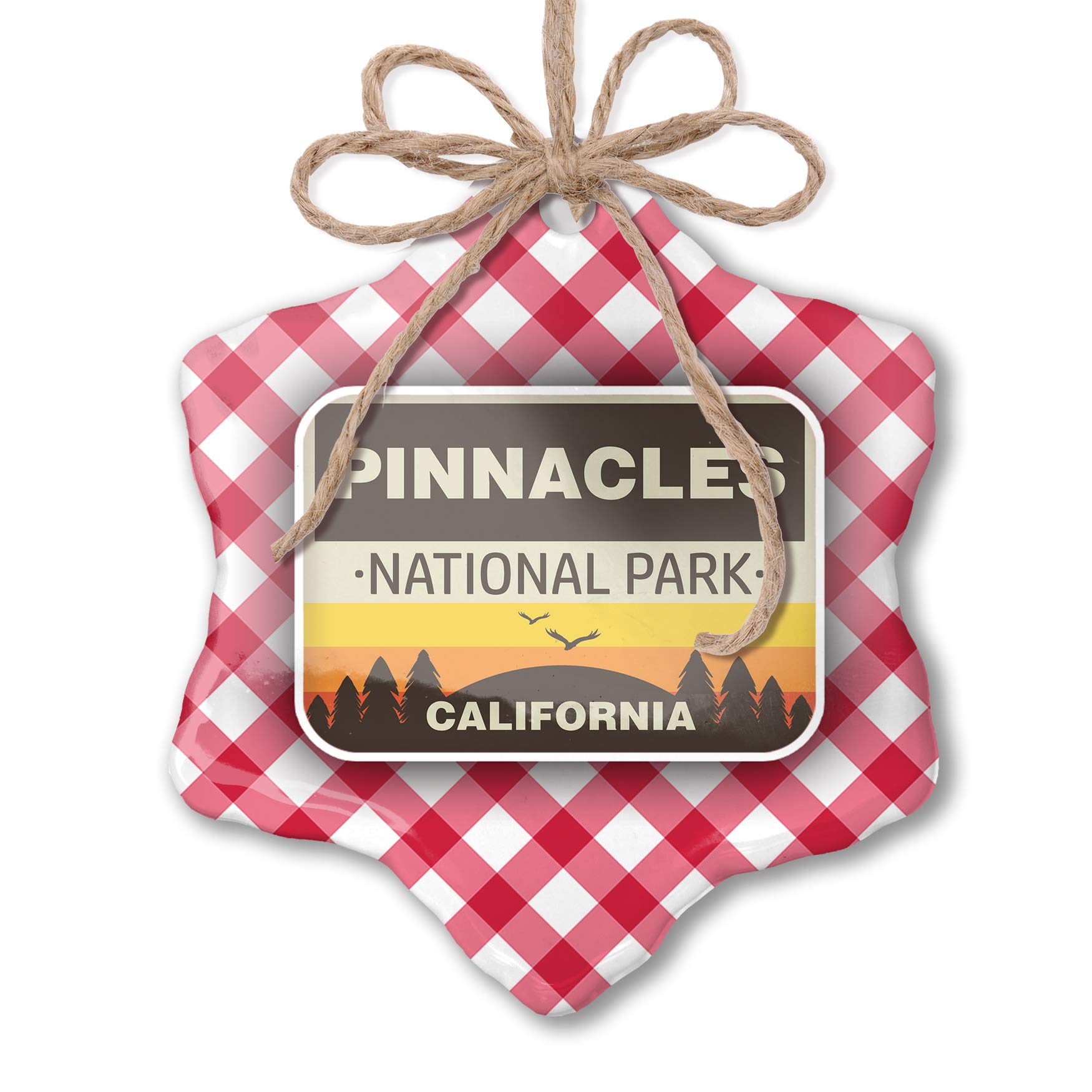 National Park Pinnacles Christmas Ornament - Red Plaid Holiday Decor for Tree, Gift & Home Decoration