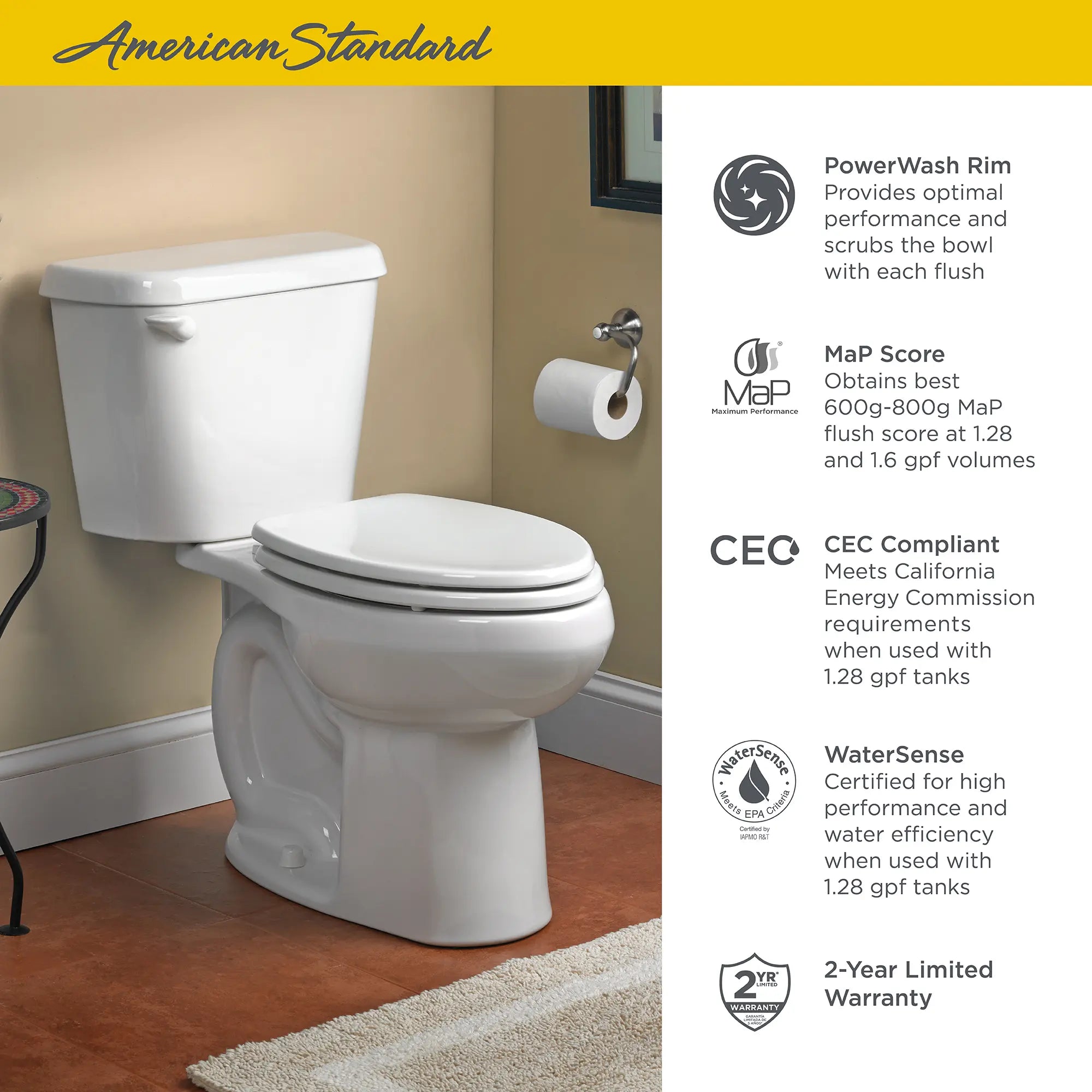 Colony® 1.28 GPF/4.8 LPF Water-Saving 12-Inch Rough-In Toilet Tank - Perfect for Bathroom Renovation & Water Conservation Projects