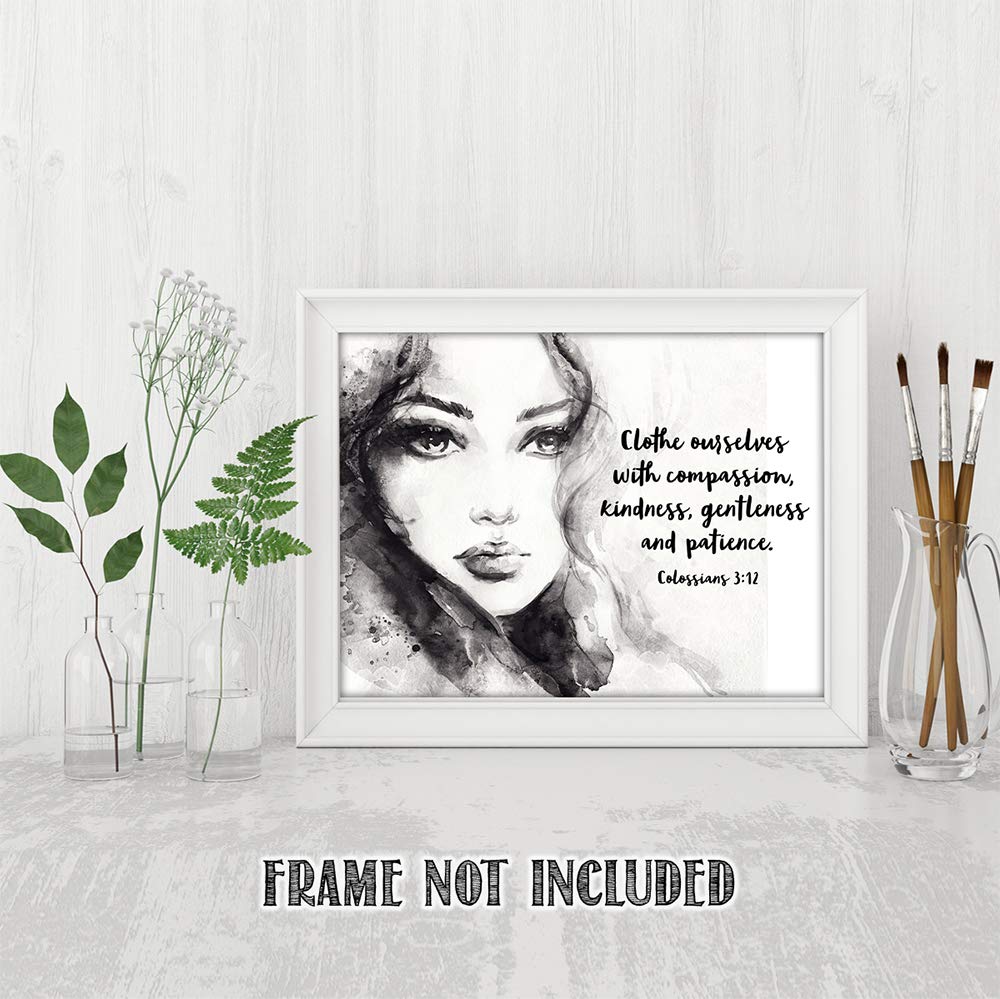 TJ Originals - Inspirational Christian Bible Verse Wall Art Print (Colossians 3:12) - 11x14 Scripture Decor for Home, Office & Church - Perfect Gift for Women, Family & Friends - Birthday, Housewarming & Religious Occasions