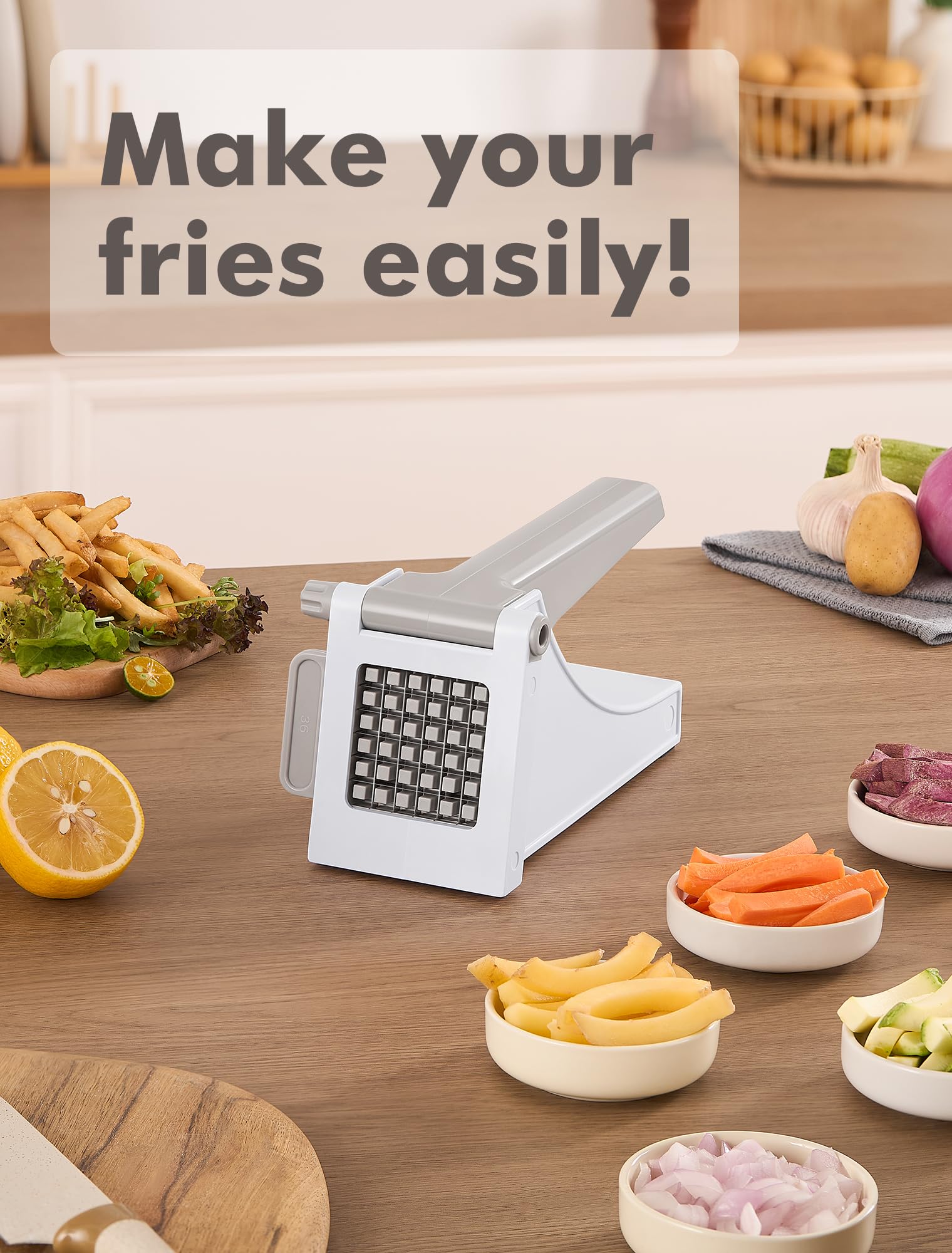 Geedel Professional French Fry Cutter - Stainless Steel Potato Slicer for Perfect Fries, Carrots, Cucumbers & More | Ideal for Home Cooking, Restaurants & Fast Food Prep