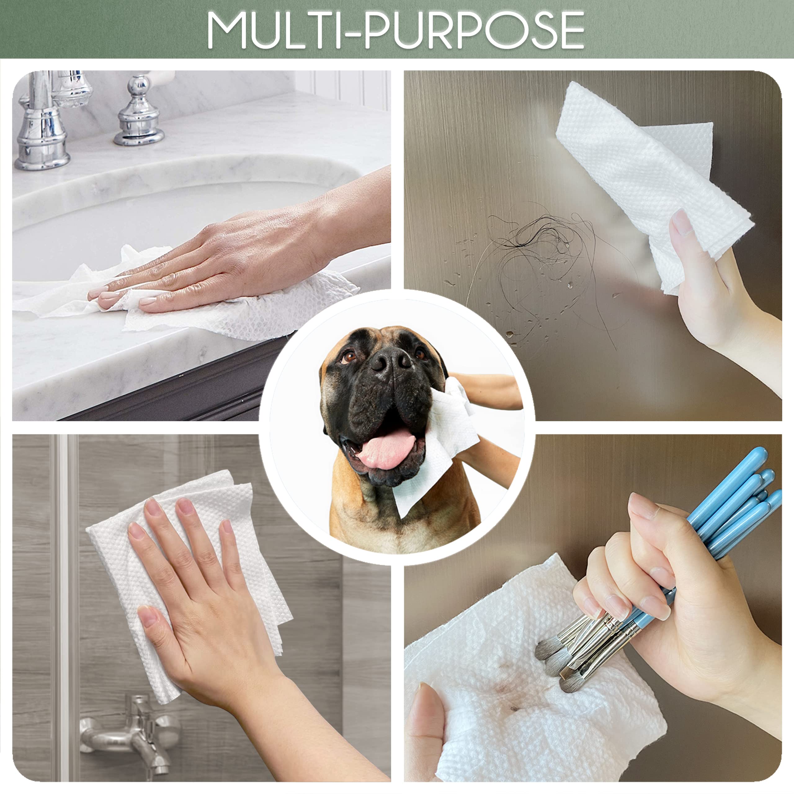 Biodegradable Bamboo Rayon Disposable Face Towels - 240 Count (4 Boxes) Extra Thick & Soft Facial Wipes for Sensitive Skin | Makeup Remover, Cleansing, Spa & Travel Use