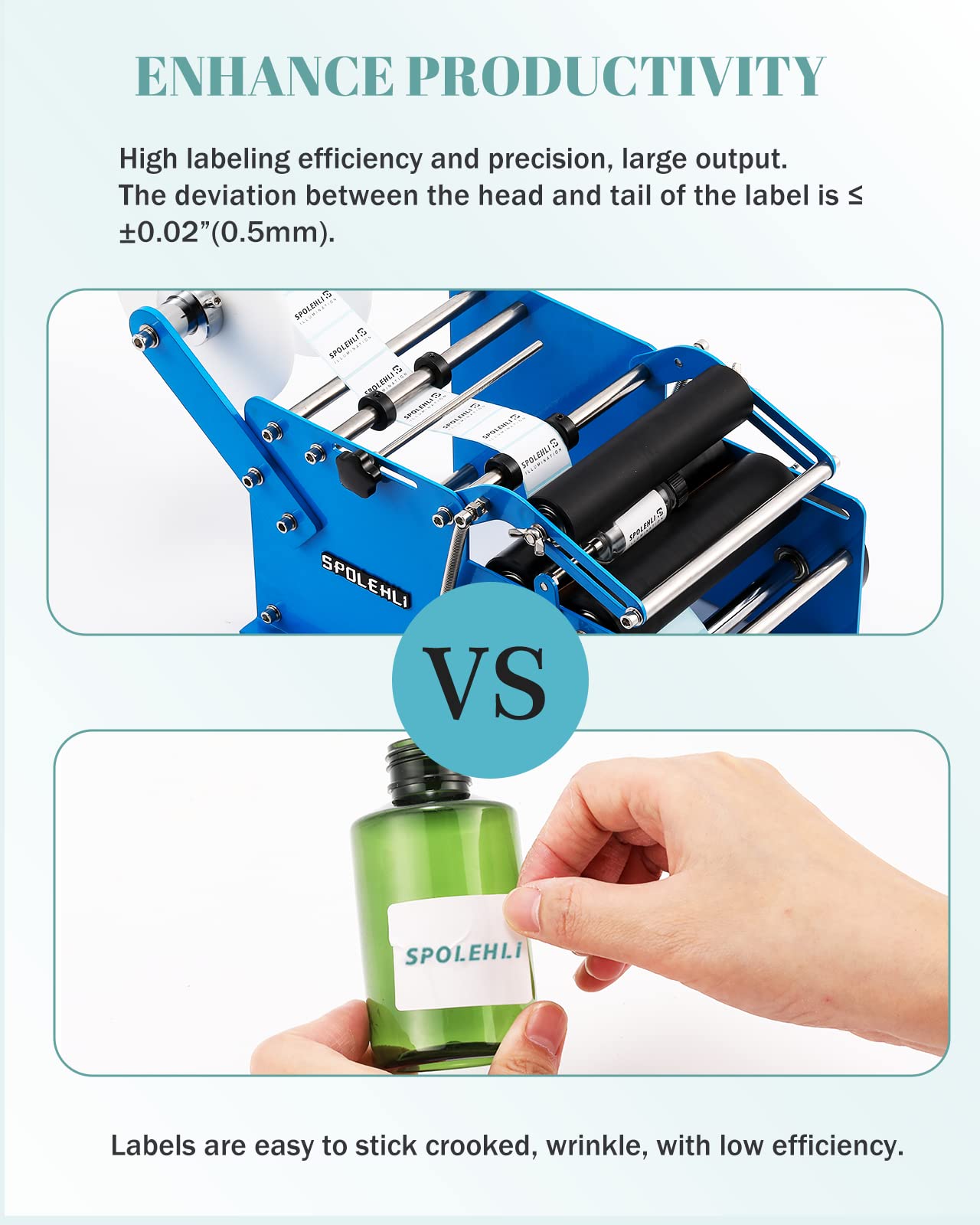 Manual Swing Arm Bottle Labeling Machine - Adjustable Self-Adhesive Label Applicator for Round Bottles (0.6-4.7
