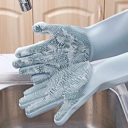 NOHUNT Silicone Cleaning Gloves - Reusable Dish Washing Gloves for Kitchen, Household & Pet Hair Removal - Non-Slip Scrubbing Gloves for Dishes, Pots & Pans (Perfect for Washing, Scrubbing & Pet Grooming)