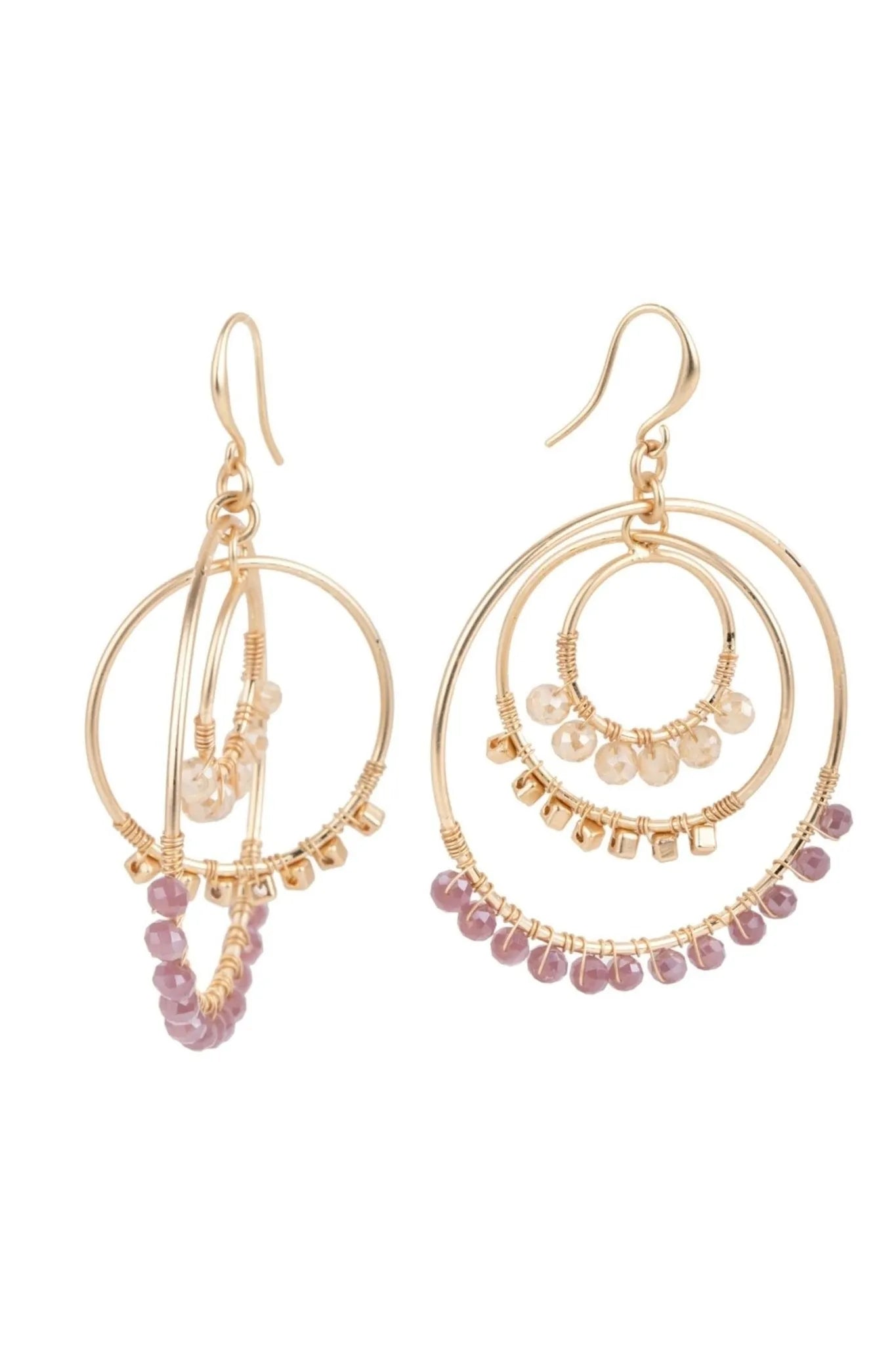 Beaded Multi Hoop Earrings for Women - Boho Chic Dangle Earrings with Beads - Perfect for Parties, Weddings & Everyday Wear