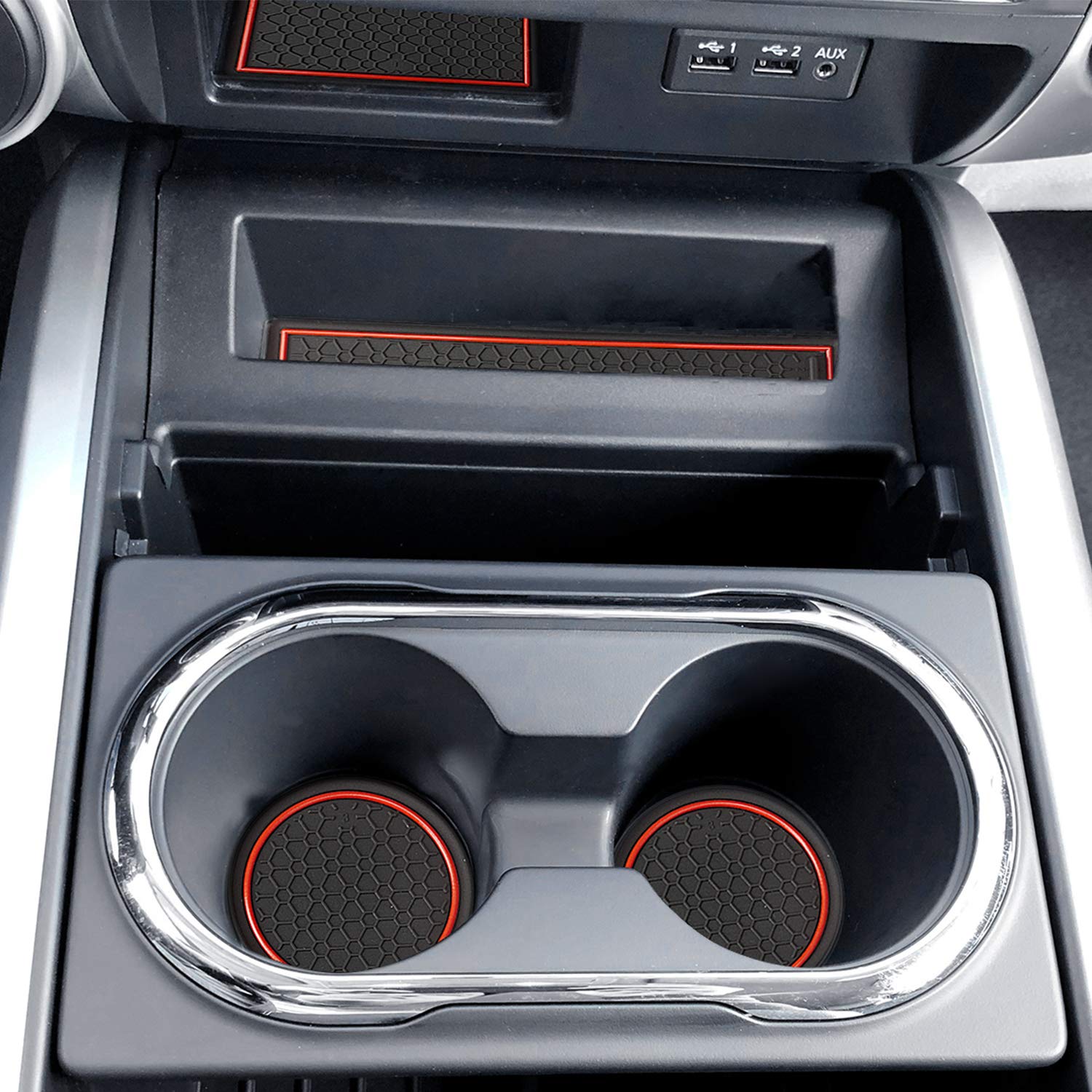 **Auovo Anti Dust Mats for Titan Crew Cab (2017-2024) - 15-Piece Set with Floor Console Liners, Door Liners & Cup Holder Inserts | Interior Accessories | Red | Perfect for Off-Roading & Daily Commute**