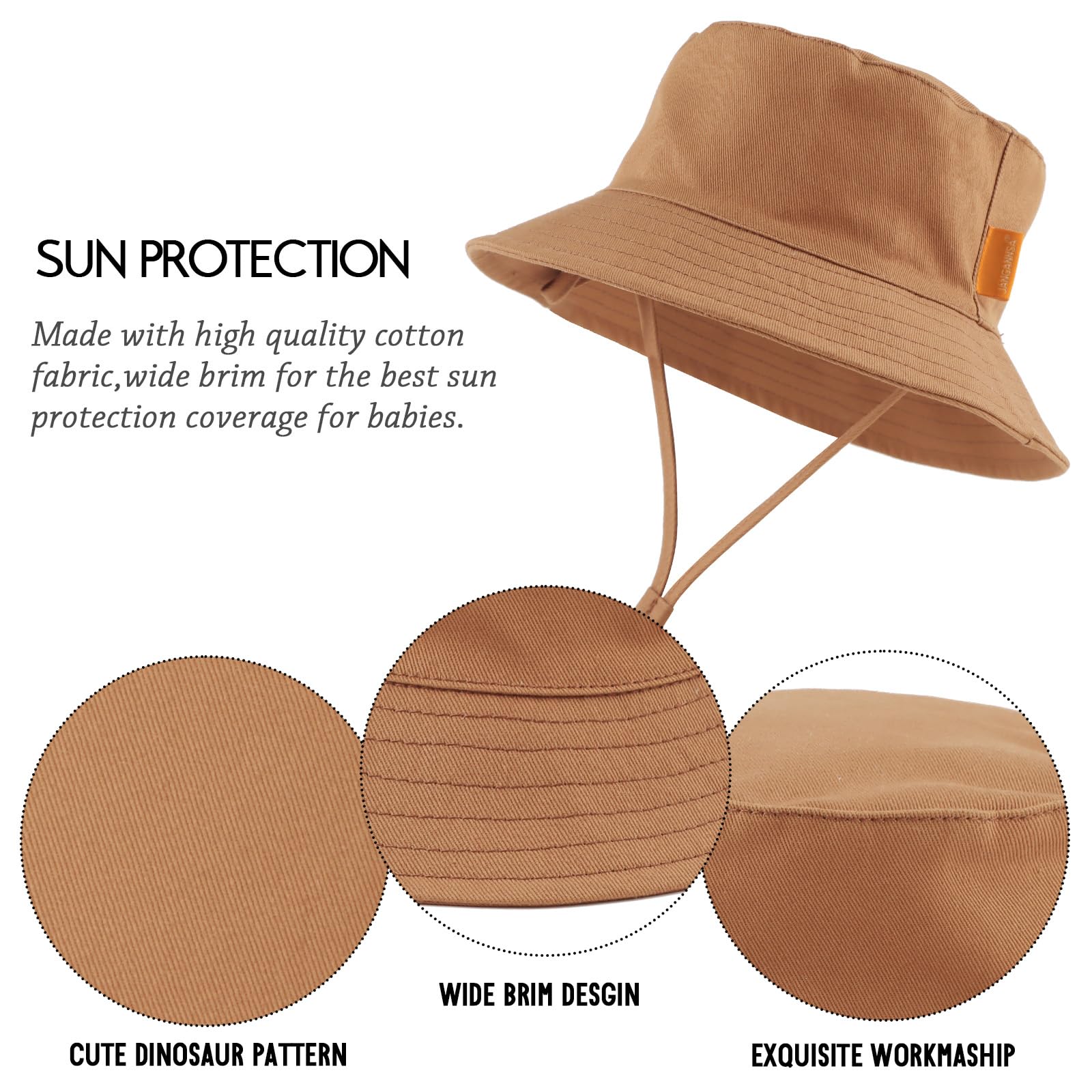 JANGANSA Cotton Baby Sun Hat for Boys & Girls - UPF 50+ UV Protection Bucket Hat for Toddlers & Infants - Soft & Breathable Summer Beach Hat for Outdoor Play, Park, and Travel