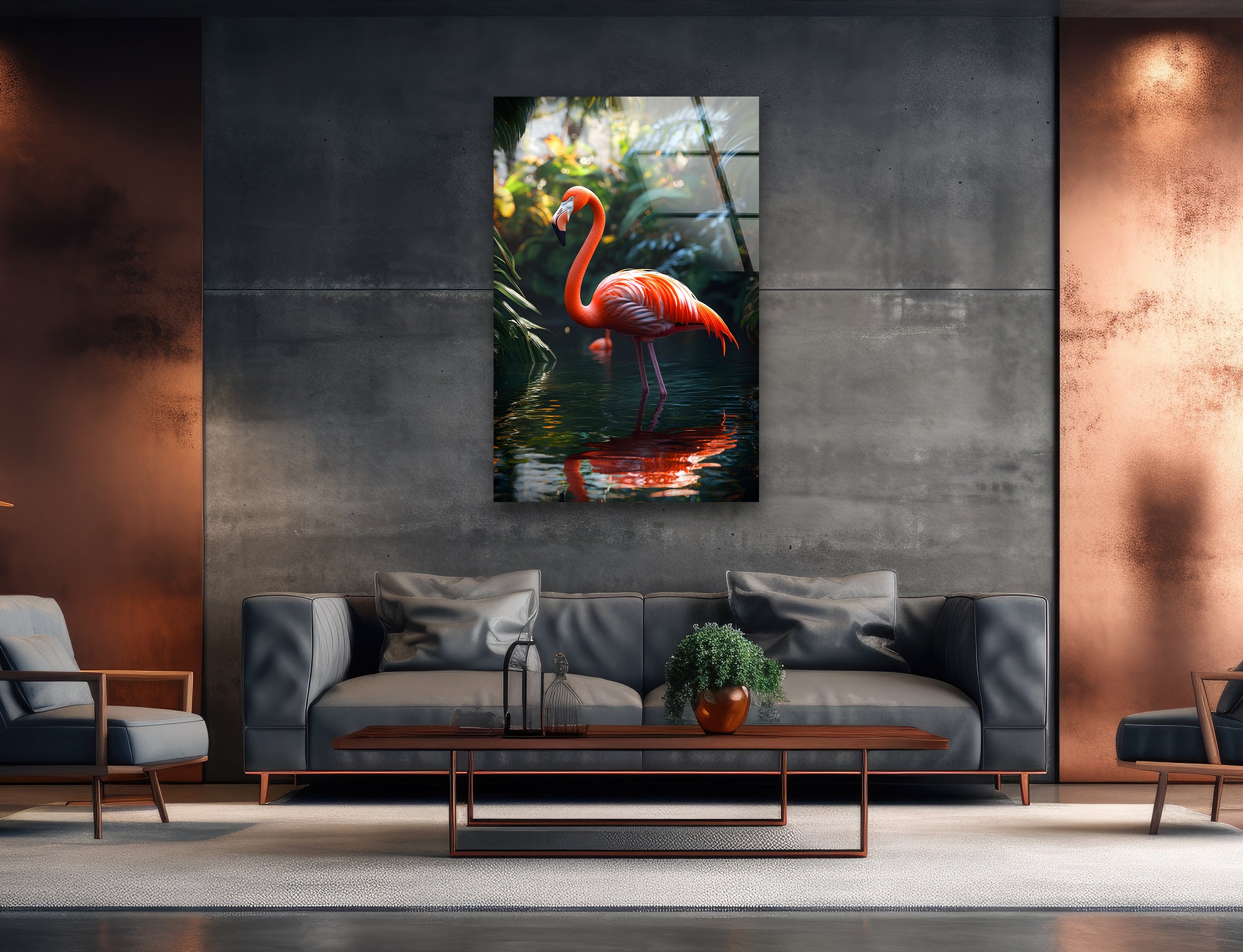 Stunning Flamingo Glass Wall Art Decor - Handmade Tropical Flamingo Decor for Living Room, Bedroom & Office - Perfect for Beach House & Coastal Home Decor