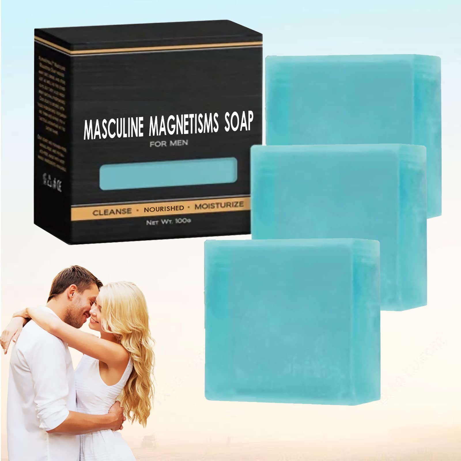 Alphaappeal Masculine Magnetism Soap Bar for Men - Natural Handmade Men's Soap with Long-Lasting Fragrance - Attract Women with Masculine Clean Scent (3 Pack) - Perfect for Daily Shower, Gym, Travel & Gift Giving
