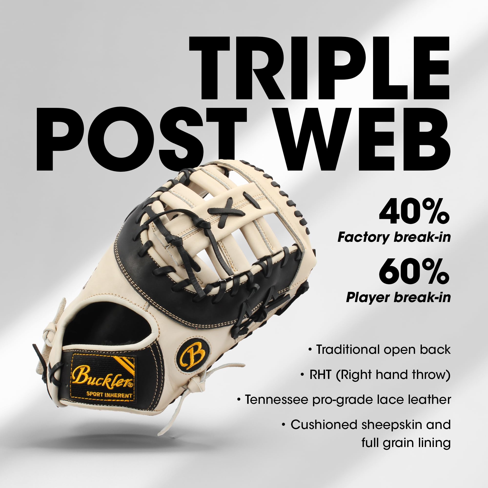 BUCKLER 'Phalanx' Series Premium USA Steerhide Baseball Gloves for Adults - 12.75