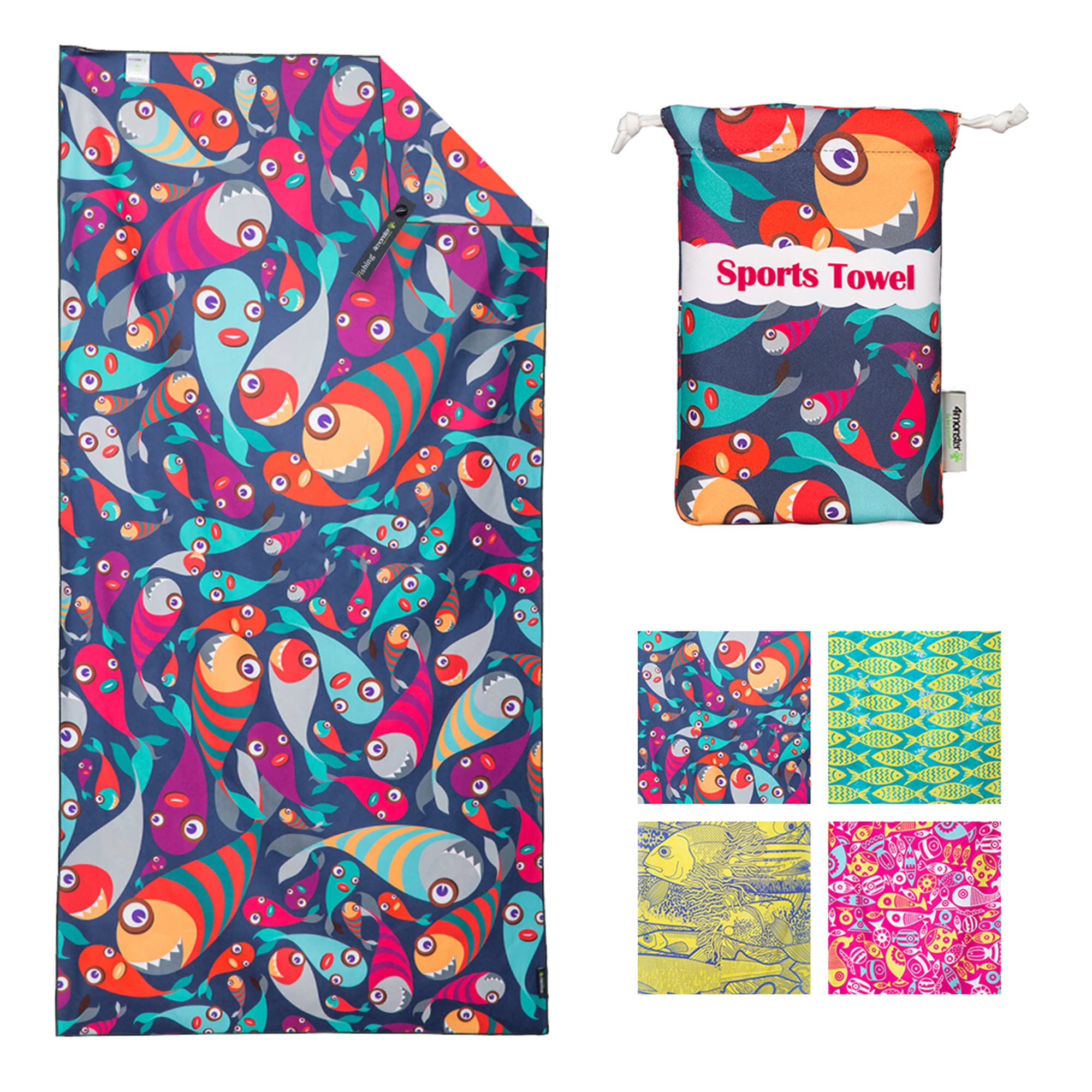 4Monster Premium Microfiber Beach Towel - Ultra Quick Dry & Super Absorbent, Lightweight & Sand-Free for Swimming, Camping, Yoga, Gym - Perfect for Pool, Beach, Water Sports & Travel Accessories