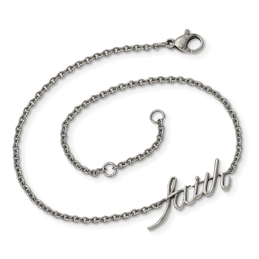 Faith Stainless Steel Polished Anklet with 1 Inch Extension - Elegant Adjustable Ankle Bracelet for Women | Perfect for Beach, Summer Outfits & Boho Style Accessories