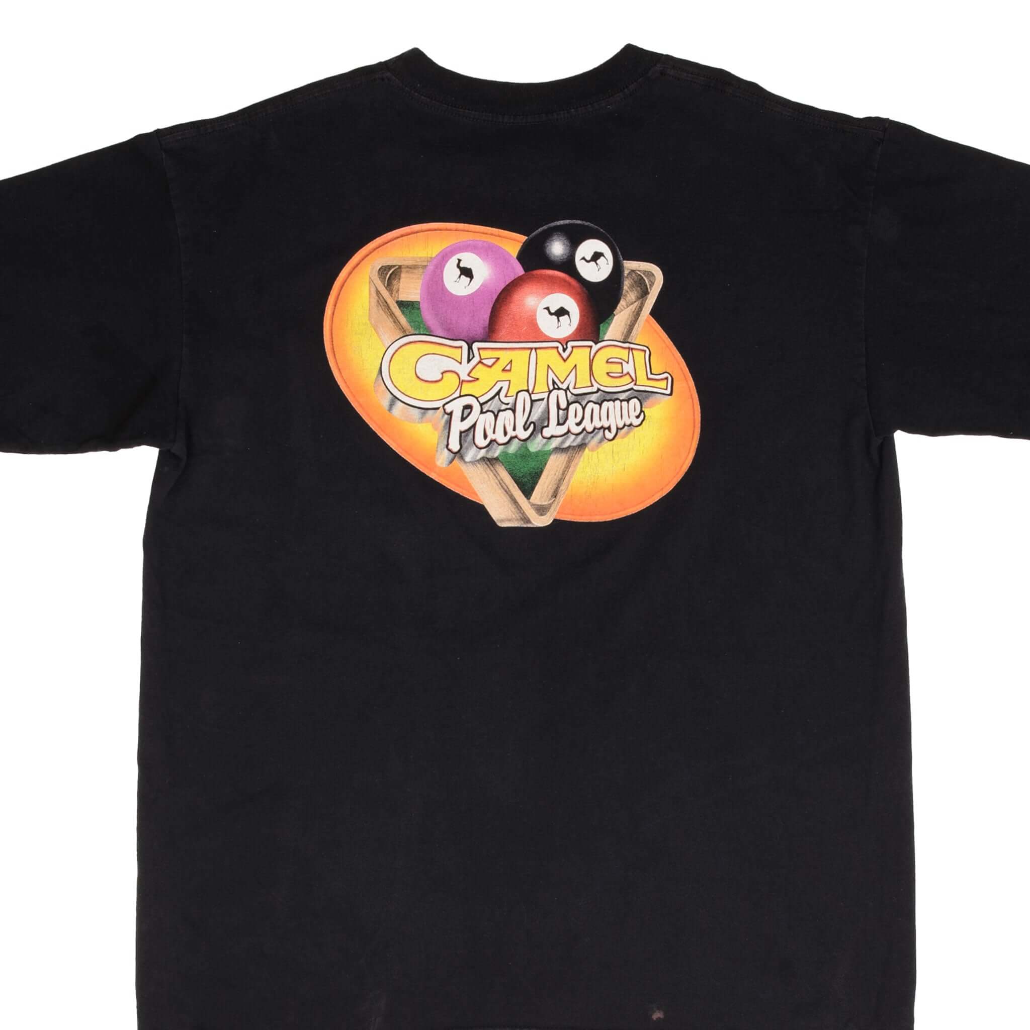 Vintage 1990s Camel Pool League Graphic Pocket Tee Shirt - Made in USA, Size XL - Casual Retro Style for Men, Perfect for Streetwear & Vintage Lovers
