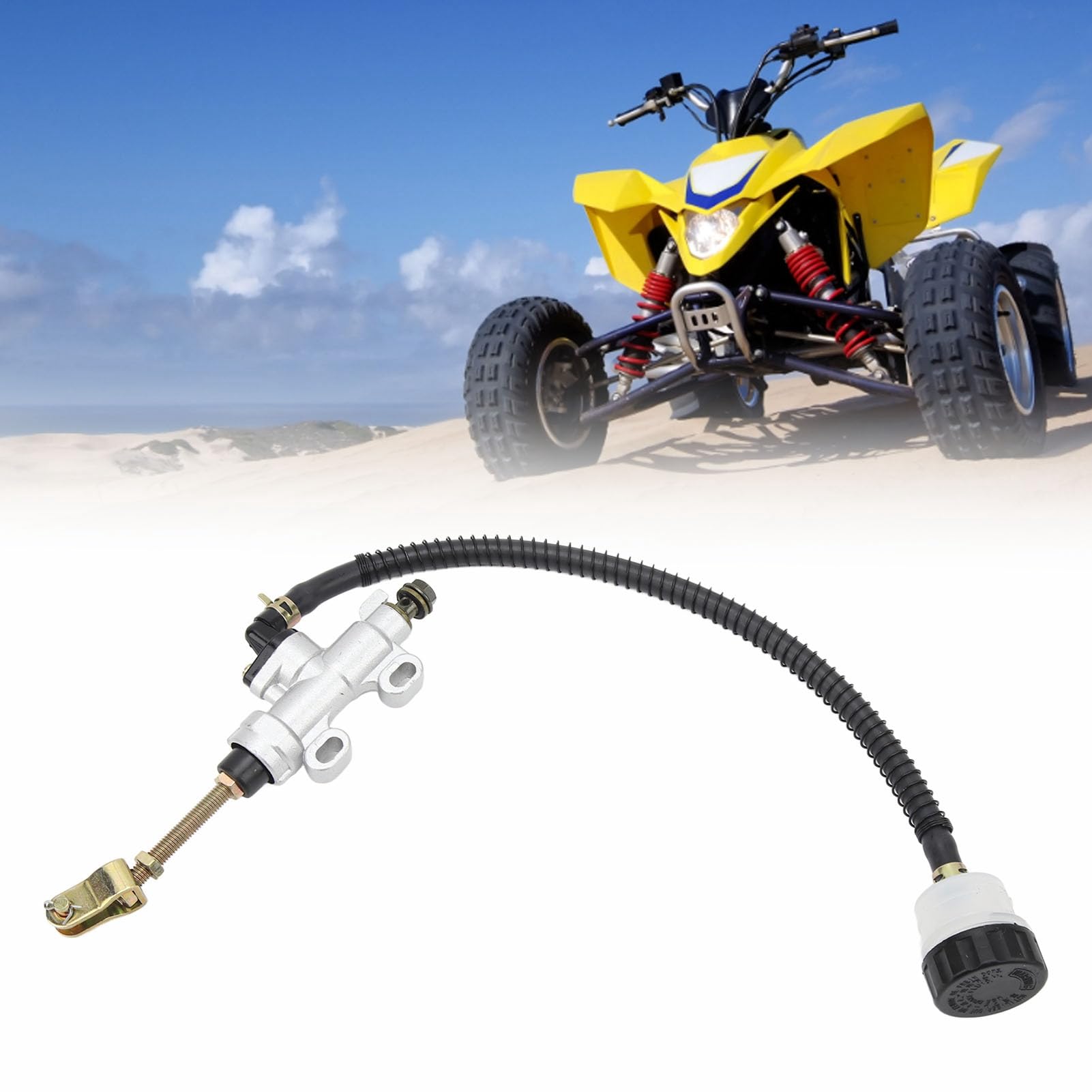 Haosie Motorcycle Rear Brake Master Cylinder Pump for Dirt Bike & ATV - White Hydraulic Foot Brake