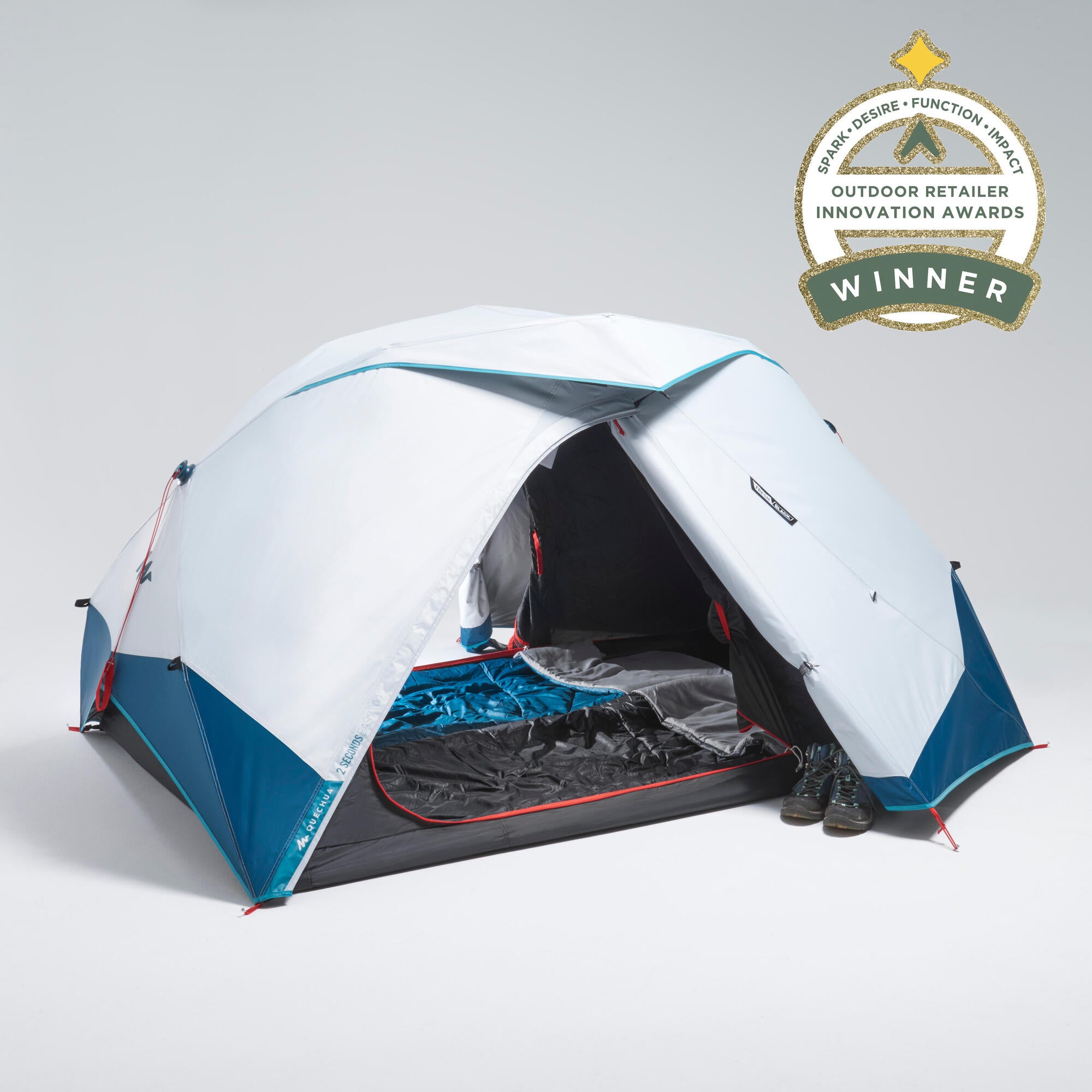 Quechua 2 Second Easy Fresh & Black Waterproof Pop Up Camping Tent for 2 Person - Lightweight Instant Setup Tent for Outdoor Adventures, Hiking, Backpacking & Family Camping Trips