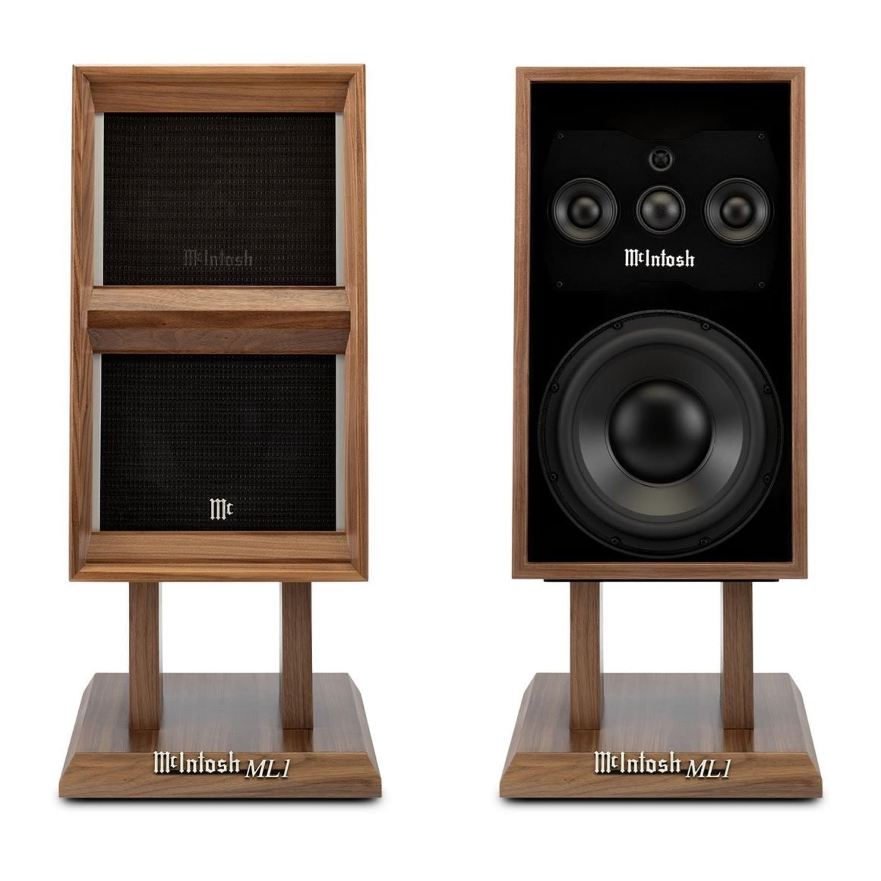 McIntosh ML1 Loudspeaker Mk II - High-End Bookshelf Speakers with Matching Stands for Home Audio & Hi-Fi Systems | Perfect for Living Rooms, Home Theaters & Music Studios
