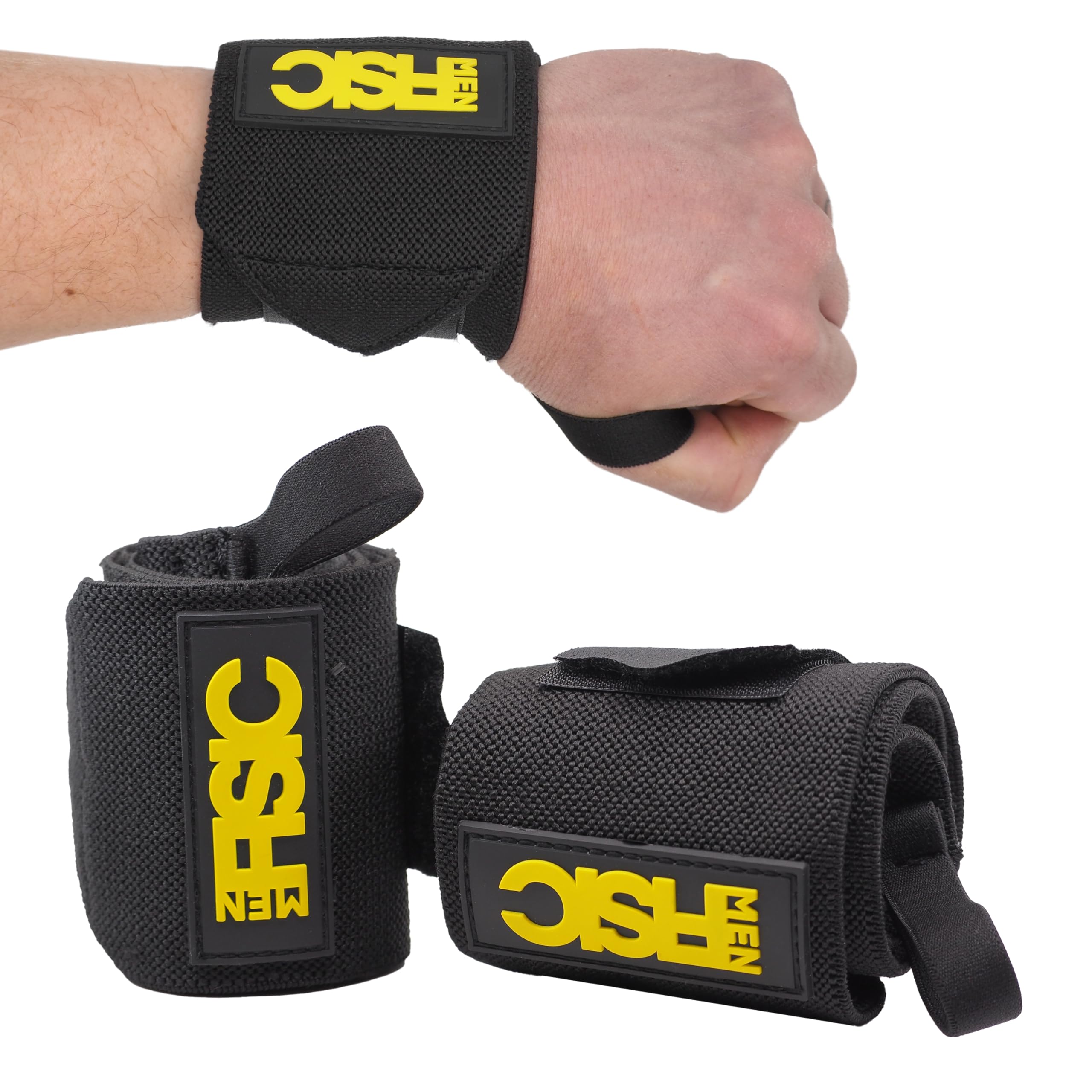 MenFisic - Professional Gym Wrist Wraps for Men & Women, Adjustable High Support Weightlifting Wrist Straps - Ideal for CrossFit, Powerlifting & Strength Training
