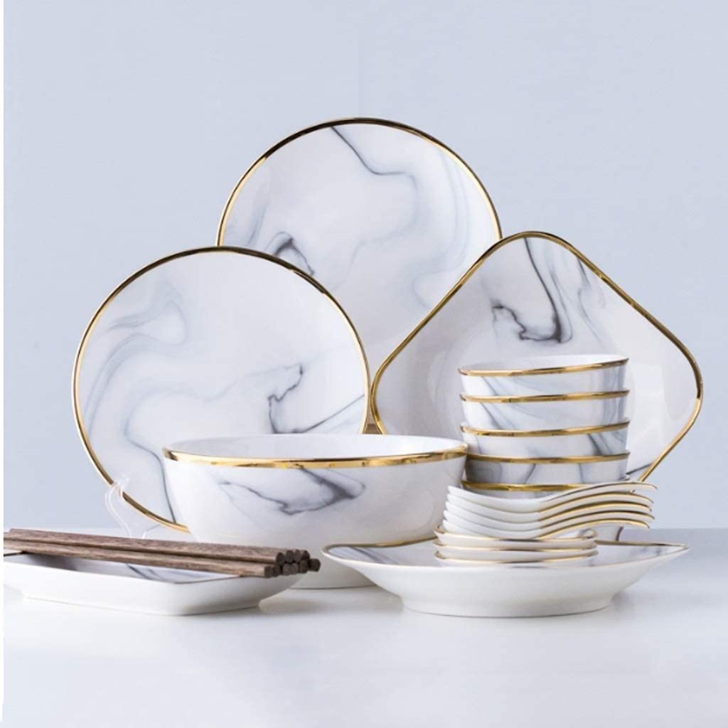 Premium 8-Piece Ceramic Dinnerware Set - Phnom Penh Style Bowls, Soup Bowls & Cutlery for Home & Restaurant Use | Durable Dish Set for Daily Meals, Entertaining & Asian Cuisine