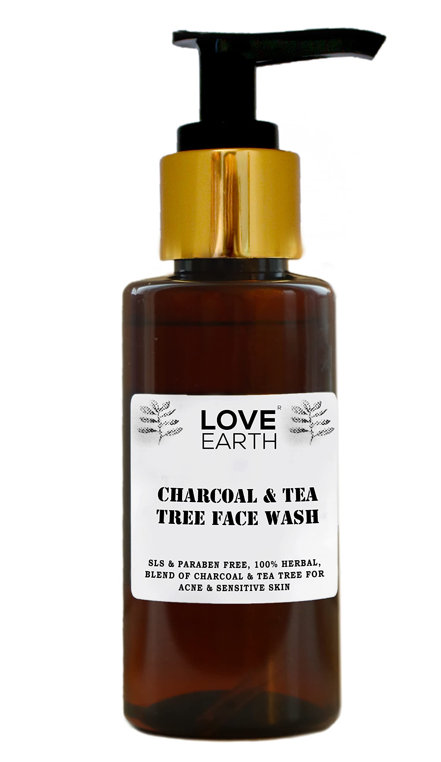 Love Earth Charcoal Tea Tree Face Wash for Oily Skin - Acne Treatment & Deep Pore Cleansing Detox (100ml) | Daily Skincare for Men & Women, Perfect for Morning & Night Routine
