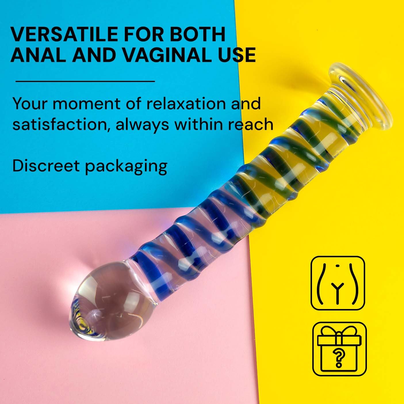 17.5cm Glass Anal Plug with 3.5cm Diameter & Spiral Design - Easy to Clean Beginner Anal Toy for Women & Men - Perfect for Solo Play, Couples & Sensual Exploration