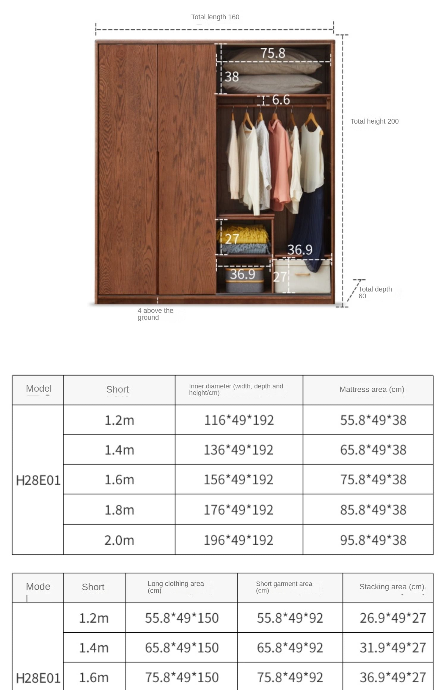 Solid Oak Wood Sliding Door Wardrobe Closet - Modern & Spacious Storage for Bedroom, Walk-In Closet, or Living Room Organization