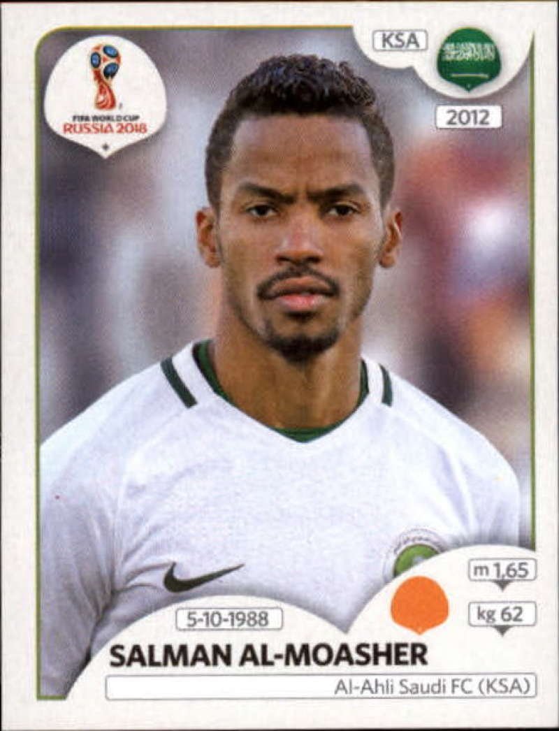 2018 Panini World Cup Russia Sticker #65 Salman Al-Moasher Saudi Arabia - NM/Mint Condition - Official FIFA Album Collectible - Perfect for Soccer Memorabilia Collections & World Cup Fan Displays