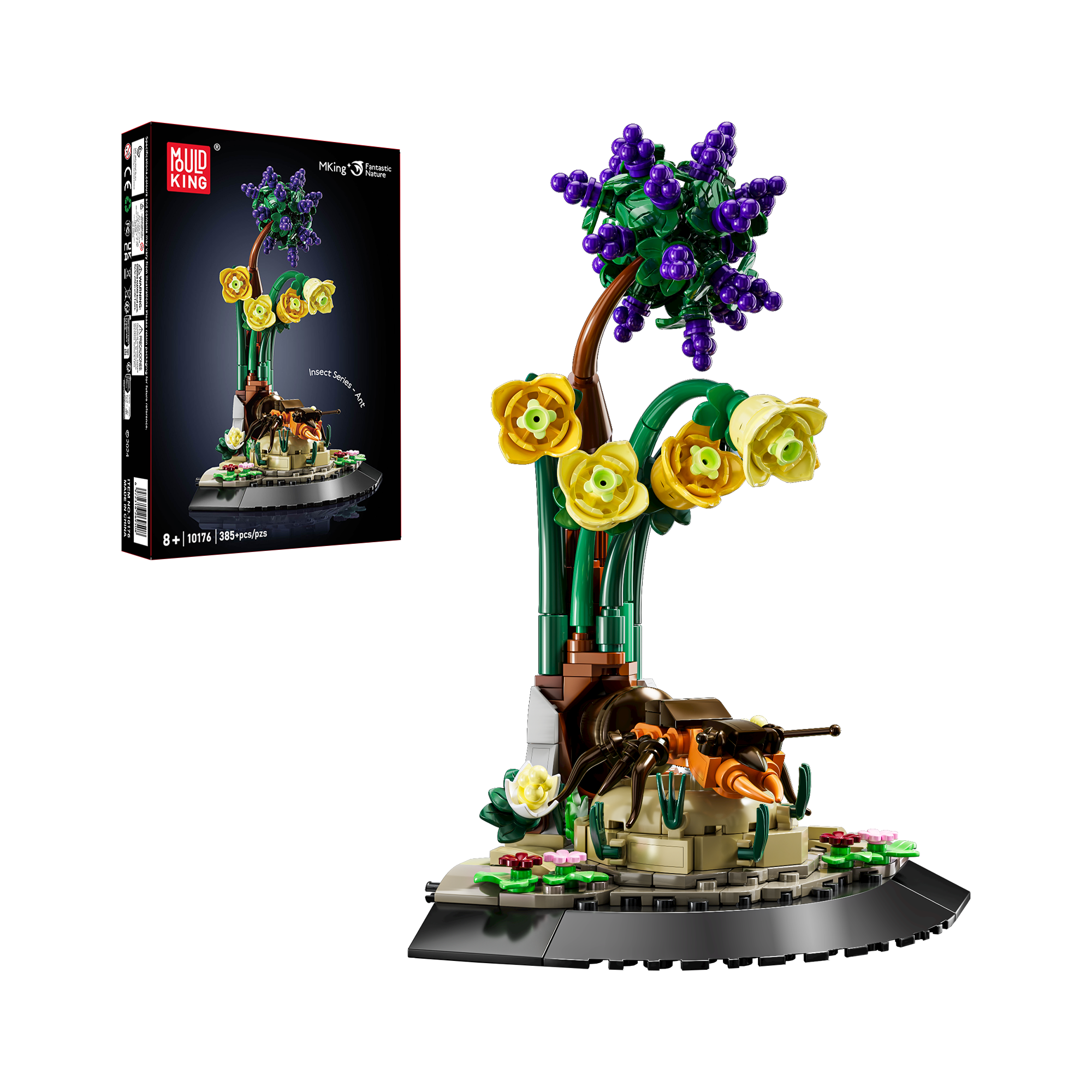 Mould King 10176 Ant and Blooming Plant Building Blocks Set - 385 Pieces STEM Educational Toy for Kids, Creative DIY Construction Kit for Home Decor & Birthday Gifts | Fun Indoor Activity & Classroom Learning Project