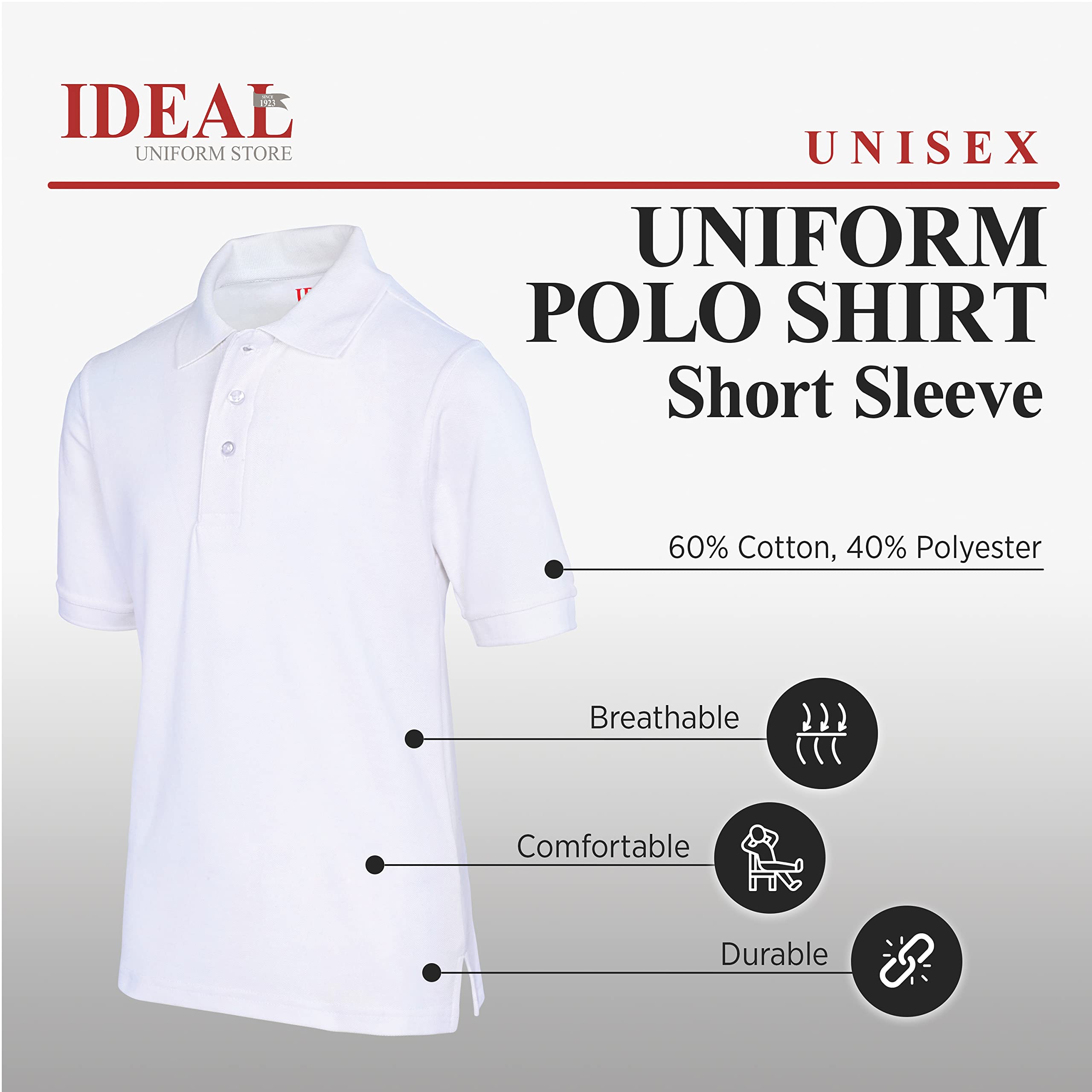 Premium Unisex White Performance Polo Shirt for Kids - Breathable Short Sleeve Collared Shirt for School Uniforms & Sports (Small) | Perfect for School Days, Team Events & Casual Outings