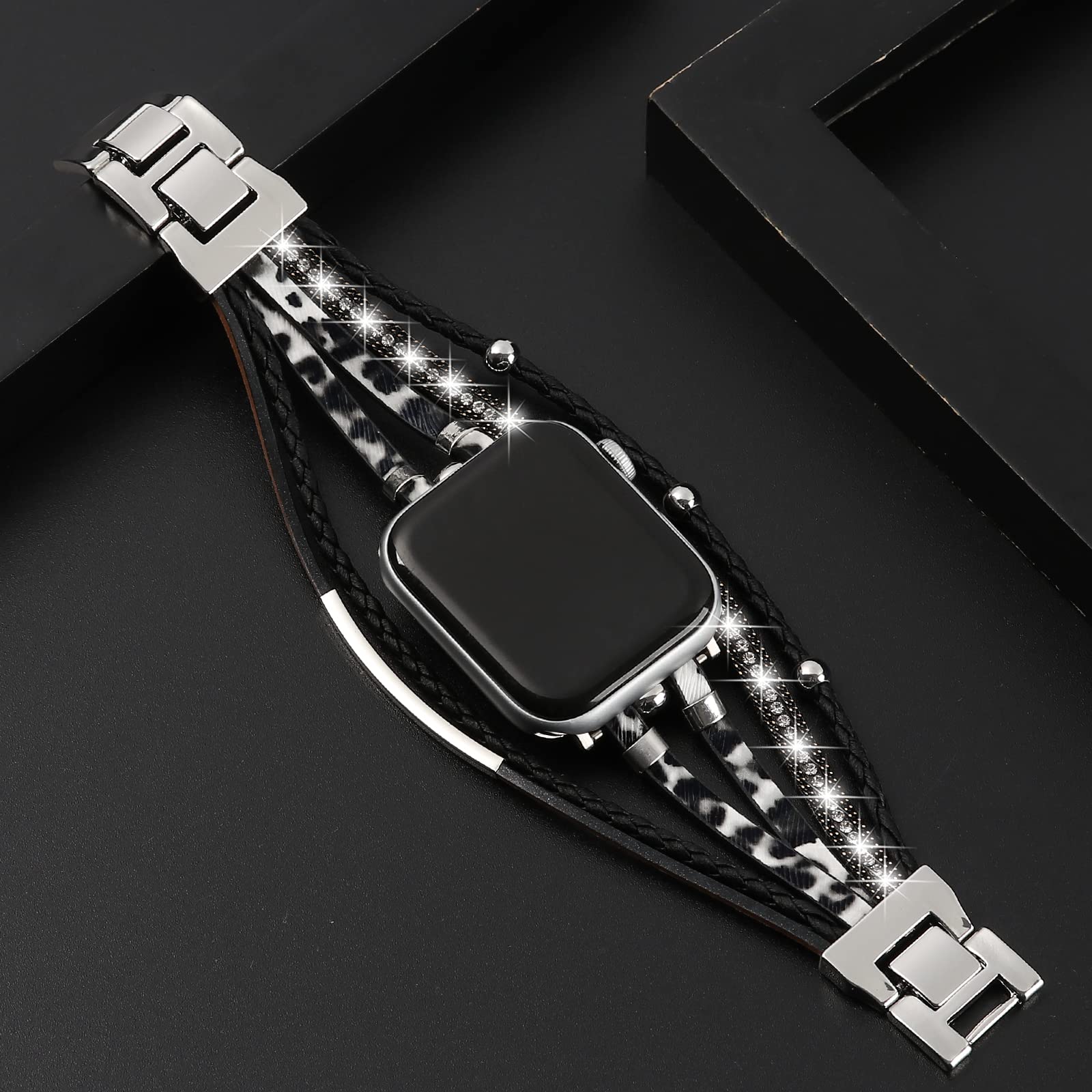 WONMILLE Genuine Leather Apple Watch Bands for Women - Compatible with iWatch Series Ultra 10 9 8 7 6 5 4 3 2 1 SE - Boho Bracelet Strap 38mm 40mm 41mm 42mm 44mm 45mm 49mm - Perfect for Workout, Office & Casual Wear