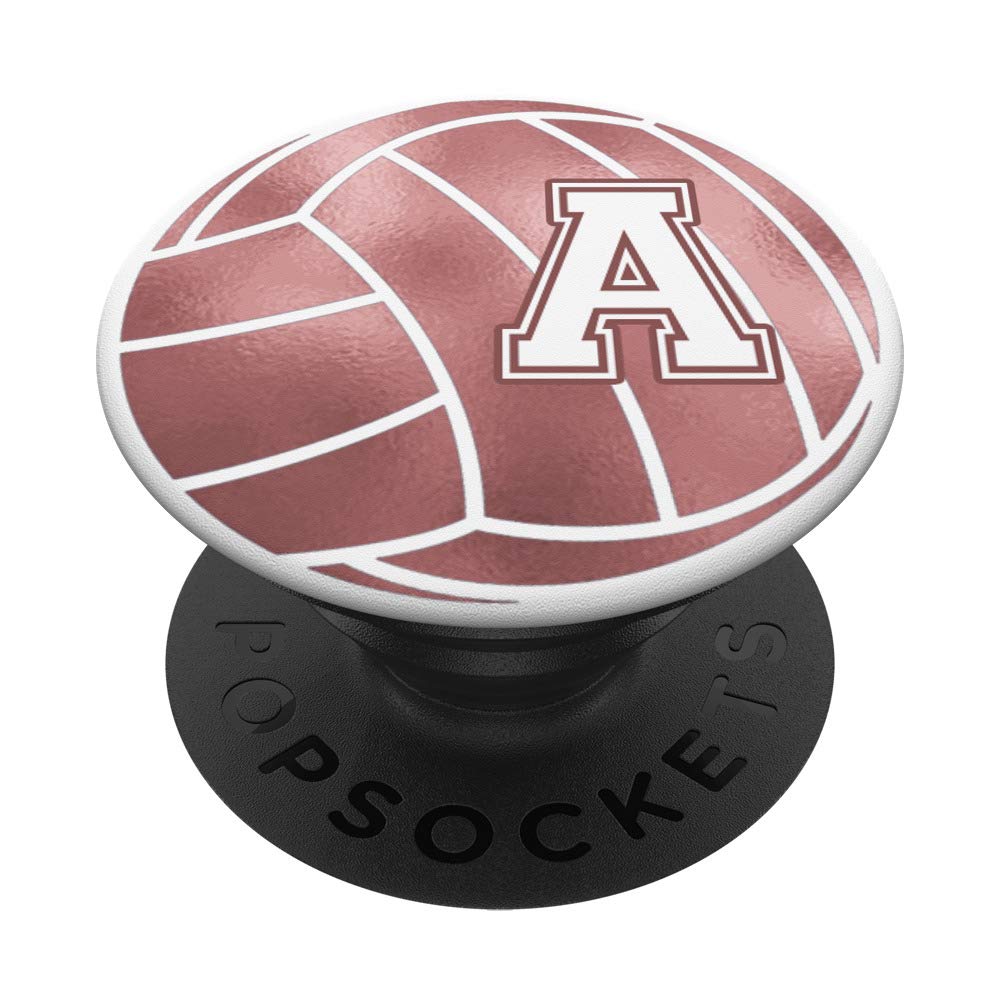 Rose Pink Volleyball Phone Grip - Personalized Name Starts with Letter A - Perfect Gift for Volleyball Players & Fans - Great for Games, Practice, and Cheering from the Stands