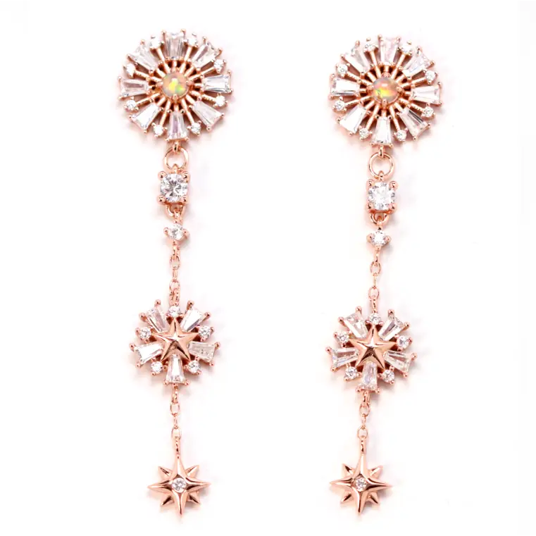 Stunning Nora Opal Burst Drop Earrings - Elegant Dangle Jewelry for Women - Perfect for Weddings, Parties & Special Occasions