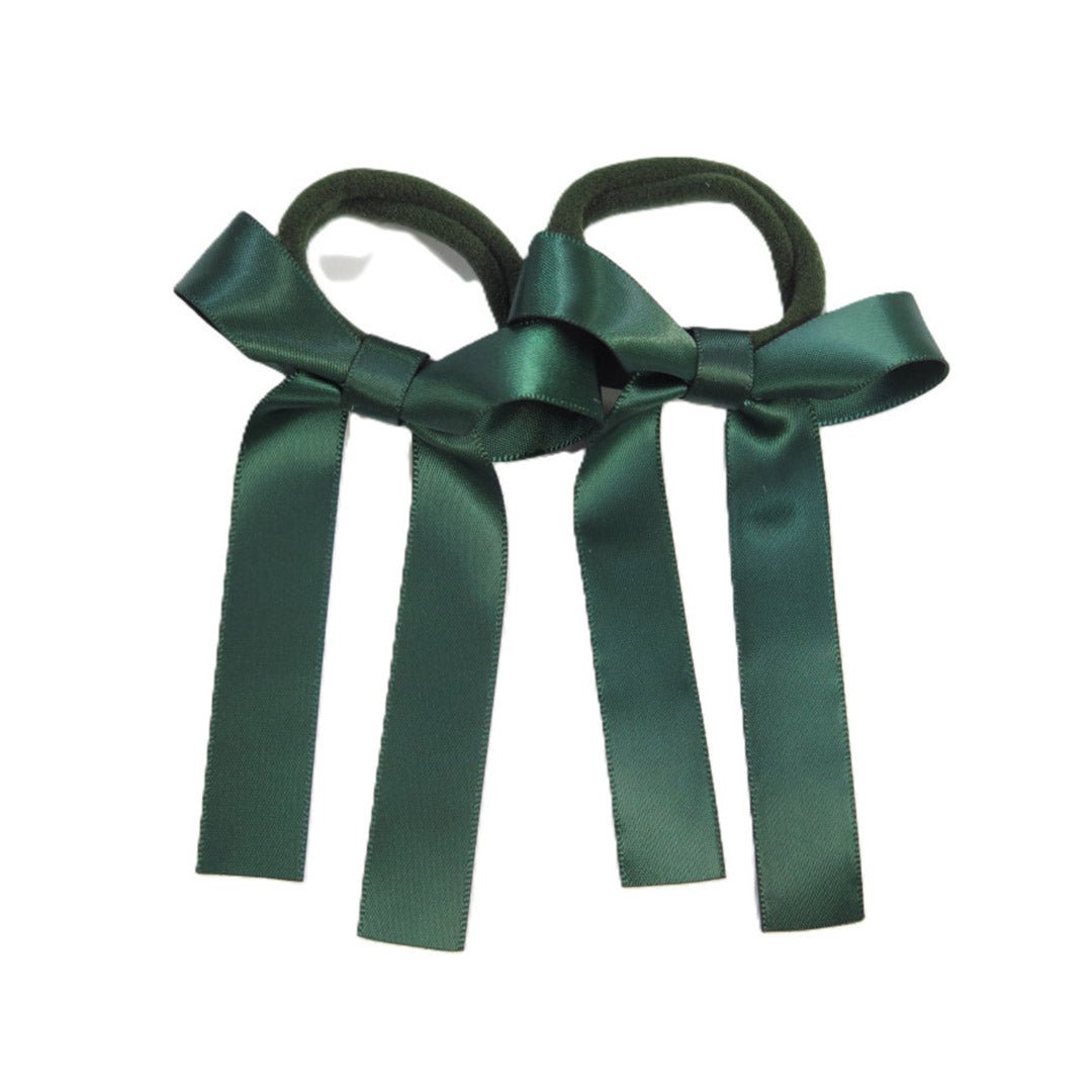 Where On Earth Satin Pony Bow Green Hair Accessory - Perfect for Girls' Birthday Parties, School Events & Photo Shoots