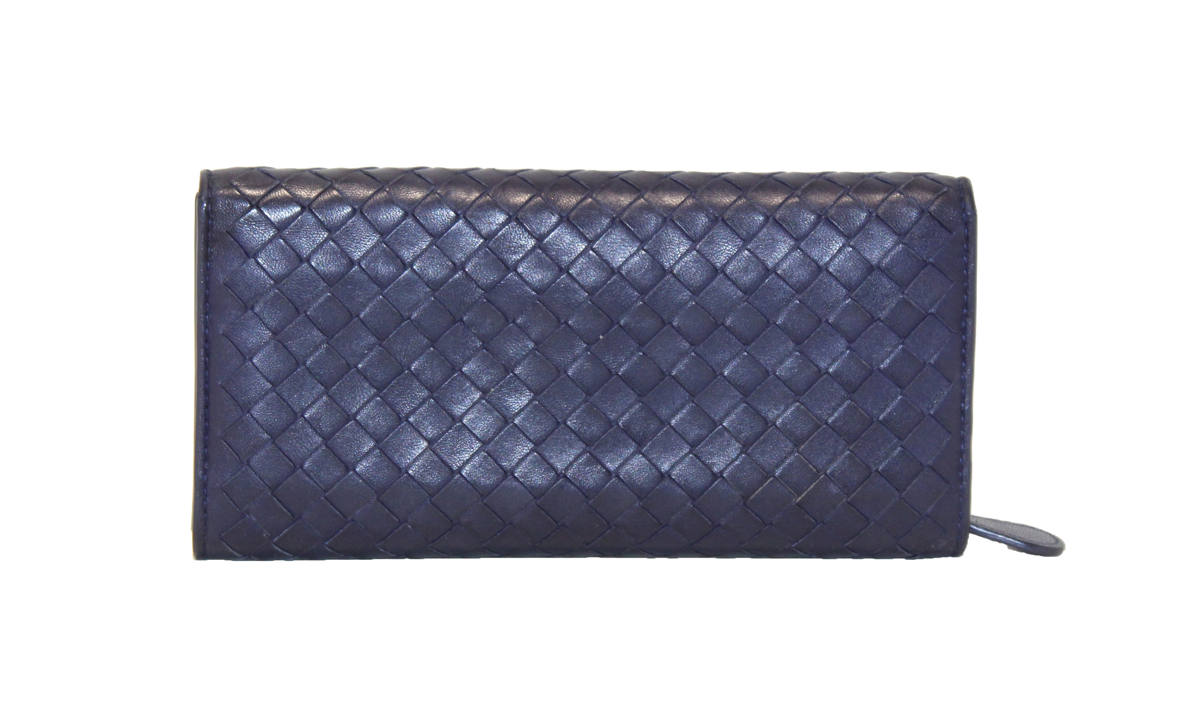 Authentic Bottega Veneta Blue Nappa Intrecciato Leather Flap Wallet for Men - Luxury Designer Bifold Wallet with RFID Protection - Perfect for Everyday Use, Travel & Gifts