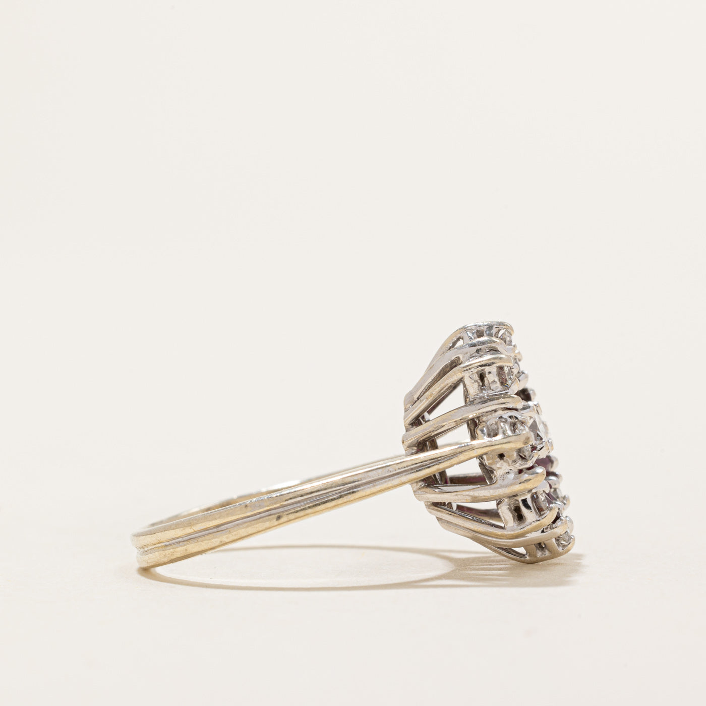 1.00ctw Ruby & Diamond Petal Cocktail Ring - 0.38ctw Diamond Accents | Size 6 | Elegant Evening Wear & Special Occasion Jewelry