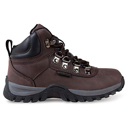 Mt. Edge Kids Hiking Boots - Waterproof Faux Nubuck High-Top Outdoor Shoes for Boys | Perfect for Trail Walking, Camping & Outdoor Adventures