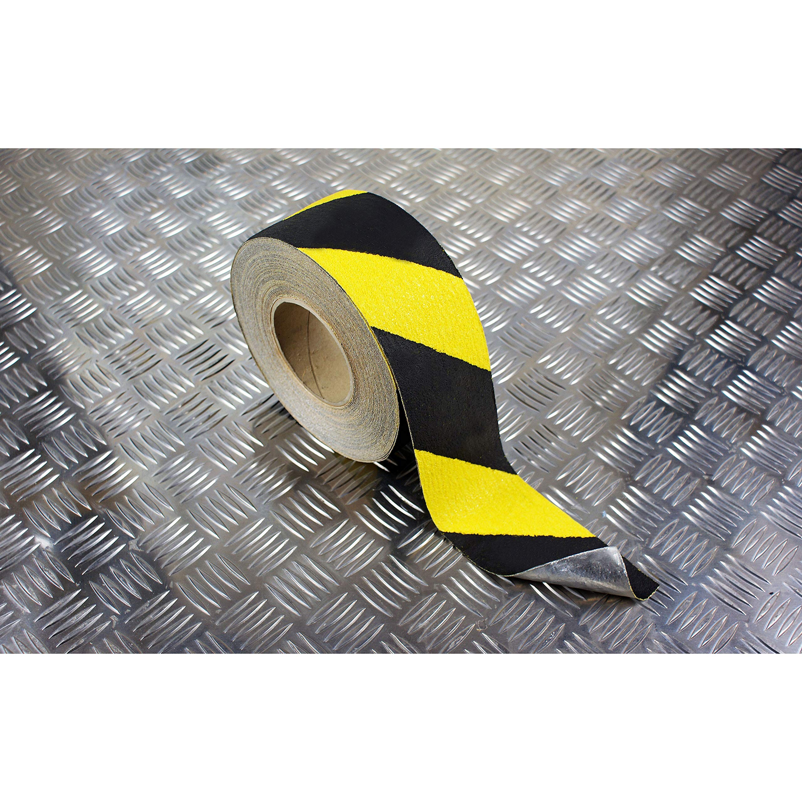 FindTape CONF Conformable Anti-Slip Non-Skid Tape: 2 Inch x 60 Feet (Black with Yellow Stripes) - Ideal for Stairs, Ramps, and Industrial Flooring Safety